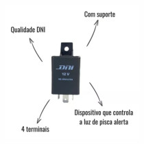 RELE DE PISCA 4 TERMINAIS 12V COM SUPORTE DNI