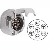 TOMADA ELETRICA UNIVERSAL 7 POLOS FEMEA FIXA 12 24V ALUMINIO 16A HELLA Vo6