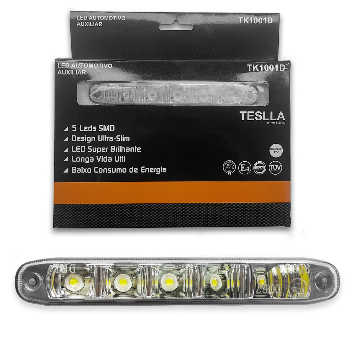 FAROL AUXILIAR 5 LEDS SMD SUPER BRANCO 12V TESLLA TK1001D