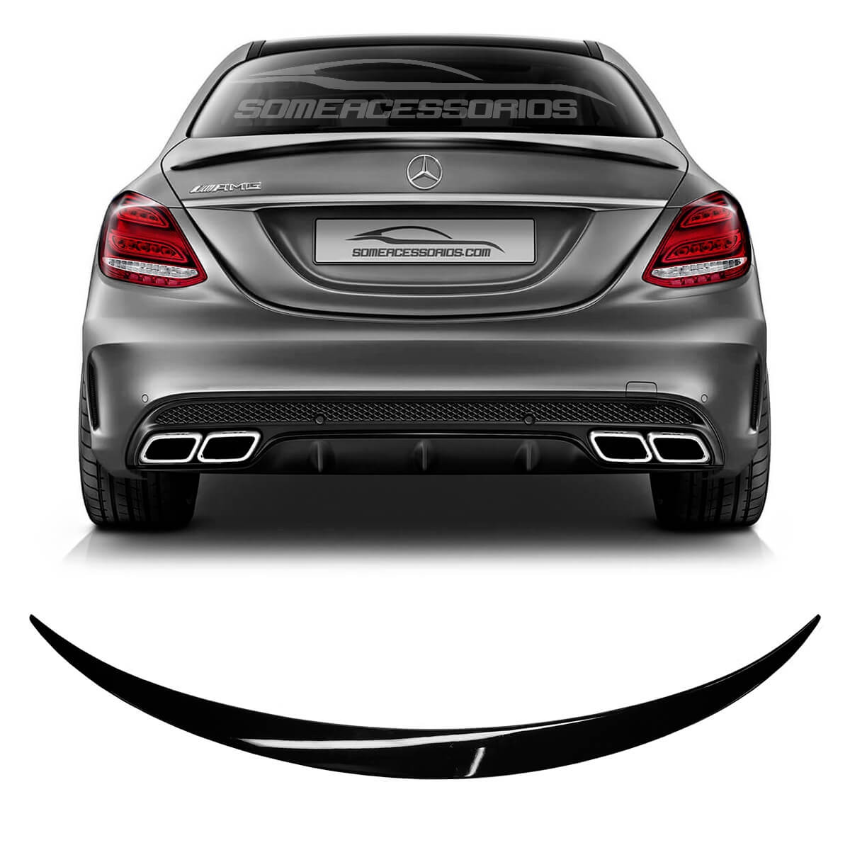 AEROFÓLIO TRASEIRO MERCEDES CLASSE C W205 C180 C200 BLACK Vo6