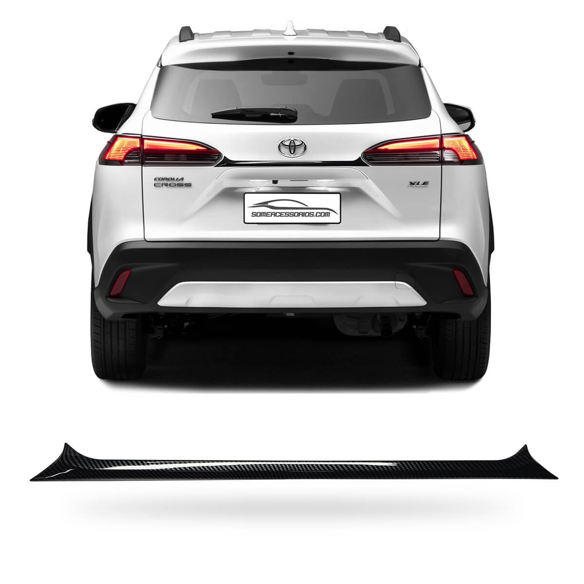 APLIQUE TAMPA TRASEIRA TOYOTA COROLLA CROSS FIBRA CARBONO Vo6