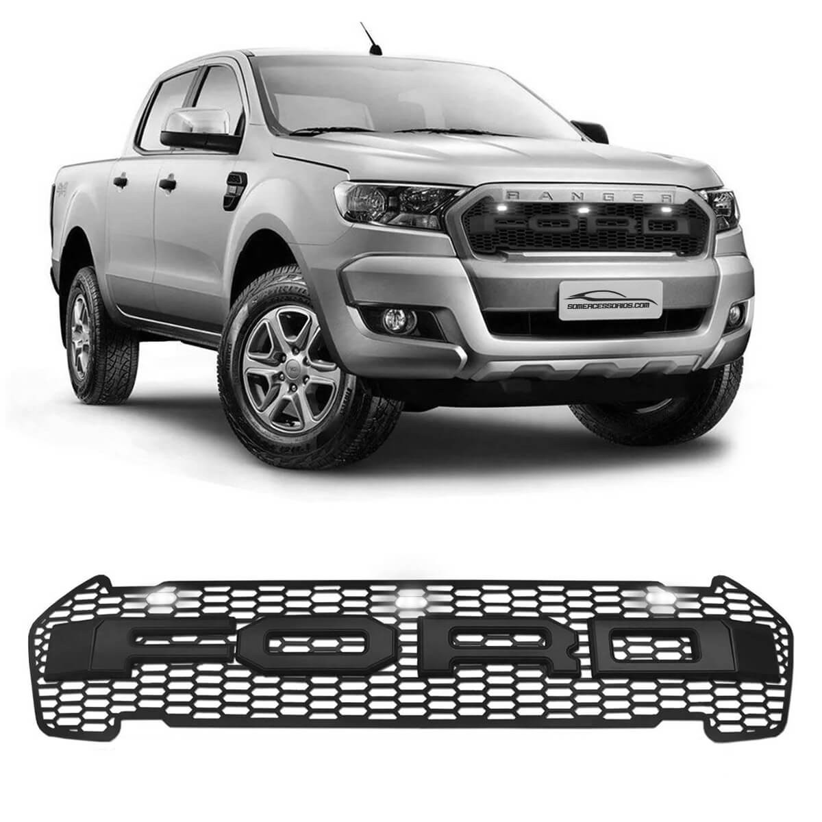 GRADE DIANTEIRO FORD RANGER RAPTOR LED PRETO Vo6