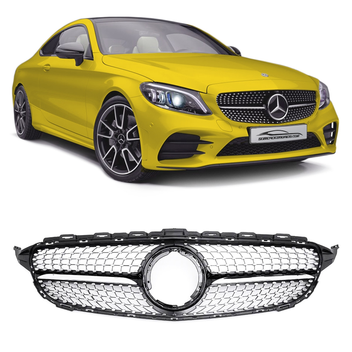 GRADE MERCEDES CLASSE C W205 C180 C200 C250 DIAMOND CROMADO Vo6