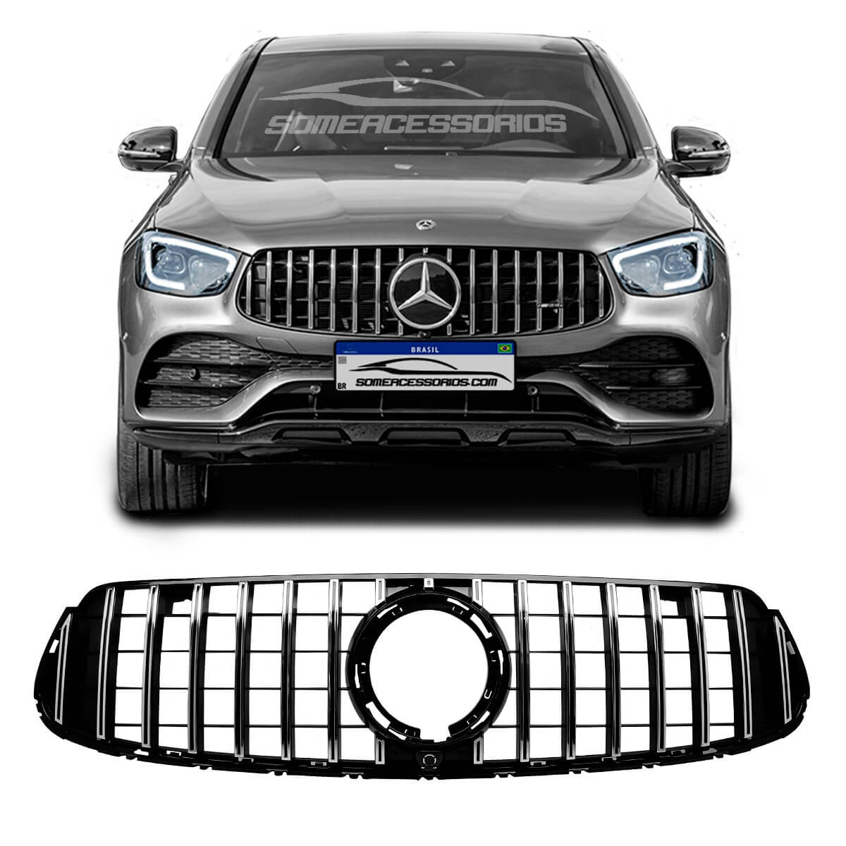 GRADE MERCEDES GLC X253 GLC300 GLC350 GLC43 COUPE GTR CROMADO Vo6