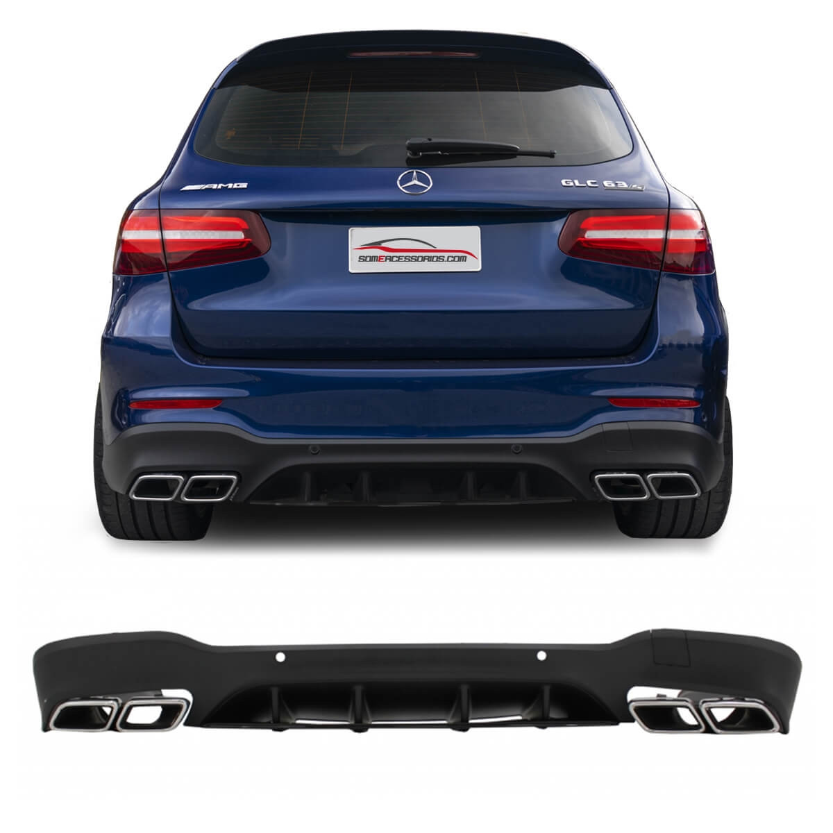  KIT TERMINAL ESCAPAMENTO ESPORTIVO MERCEDES GLC X253 PONTEIRA CROMADO Vo6