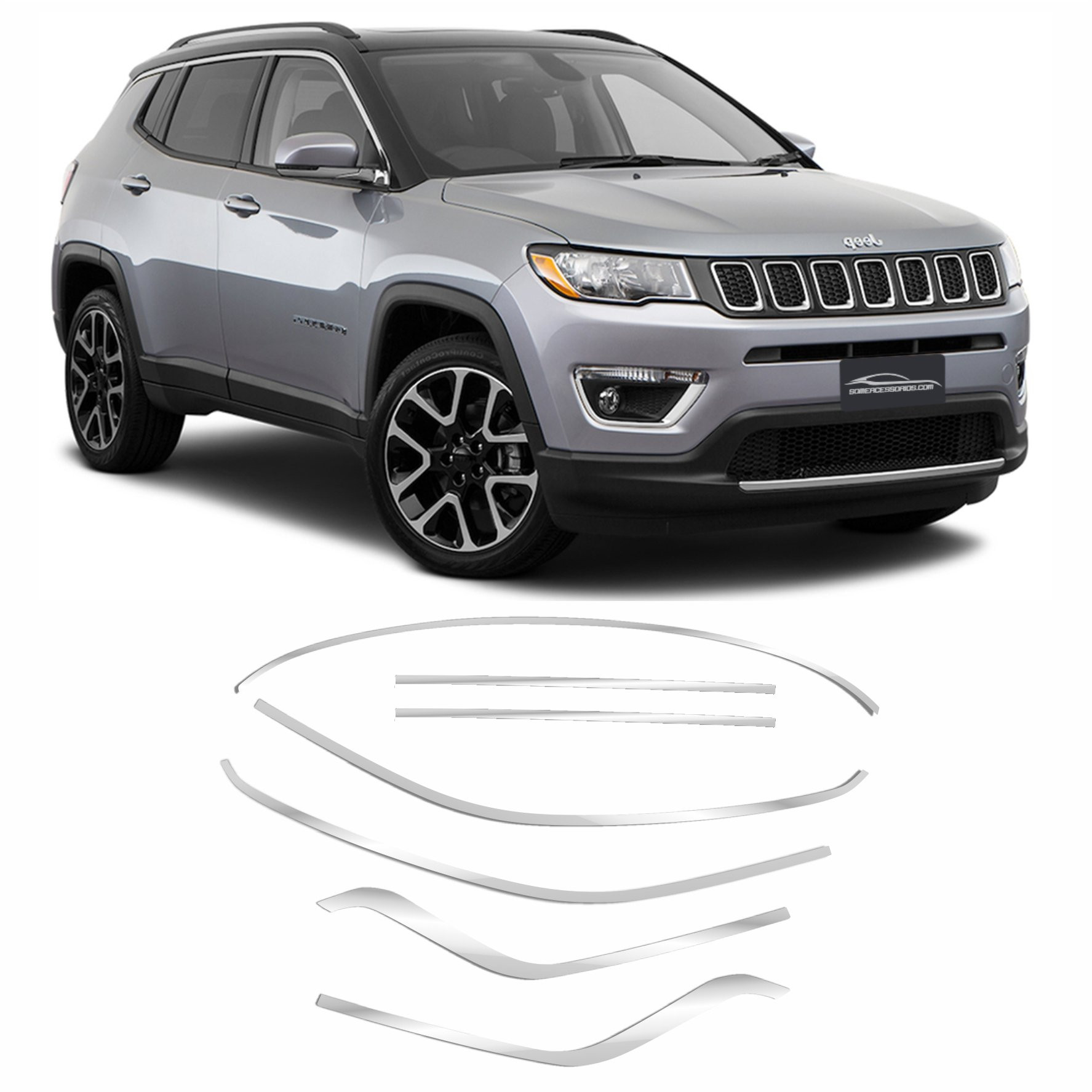MOLDURA PESTANA SUPERIOR JEEP COMPASS CROMADO Vo6