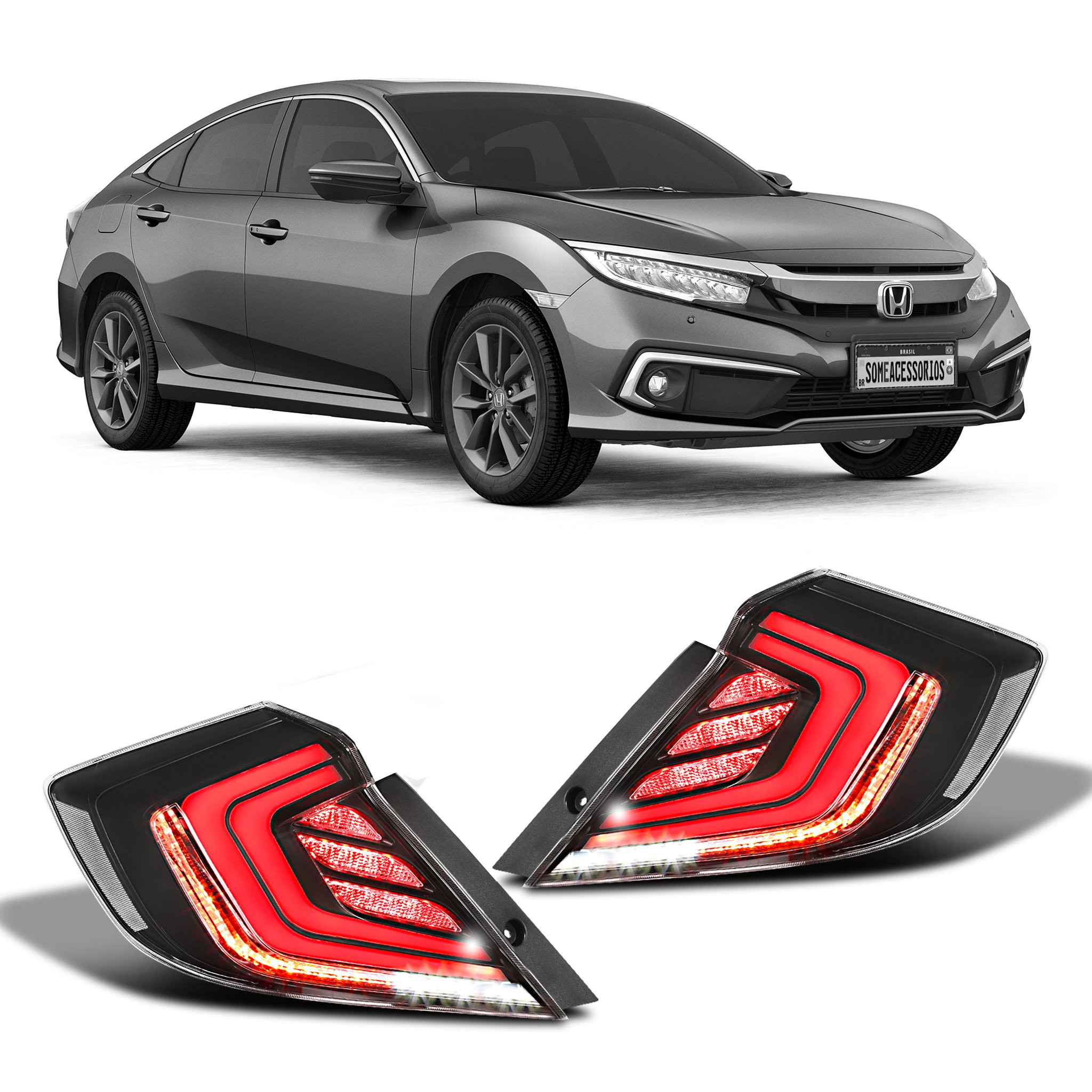  LANTERNA LED SEQUENCIAL HONDA CIVIC G10 FUMÊ Vo6
