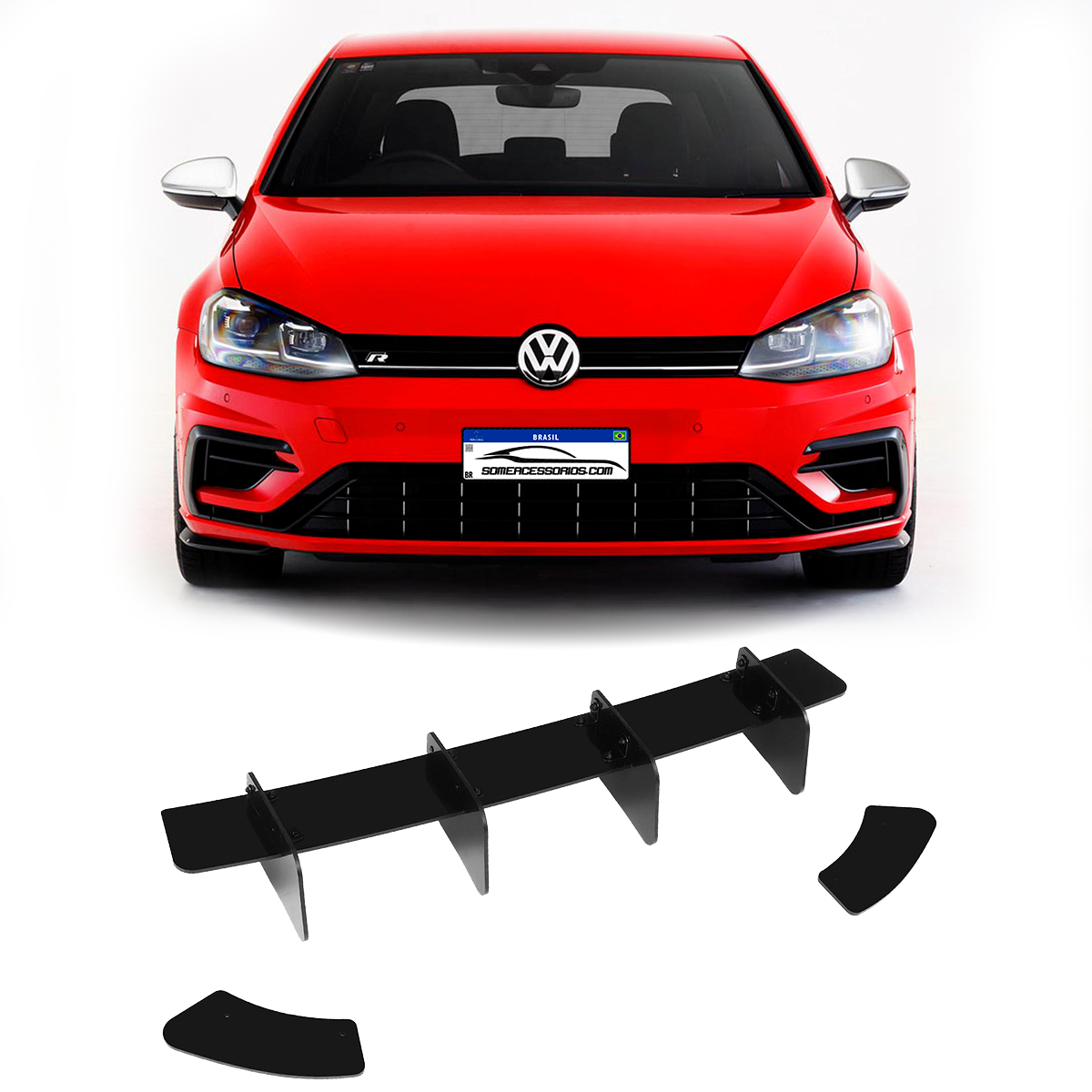 SPOILER DIFUSOR TRASEIRO VOLKSWAGEN GOLF 7.5 BLACK PIANO Vo6