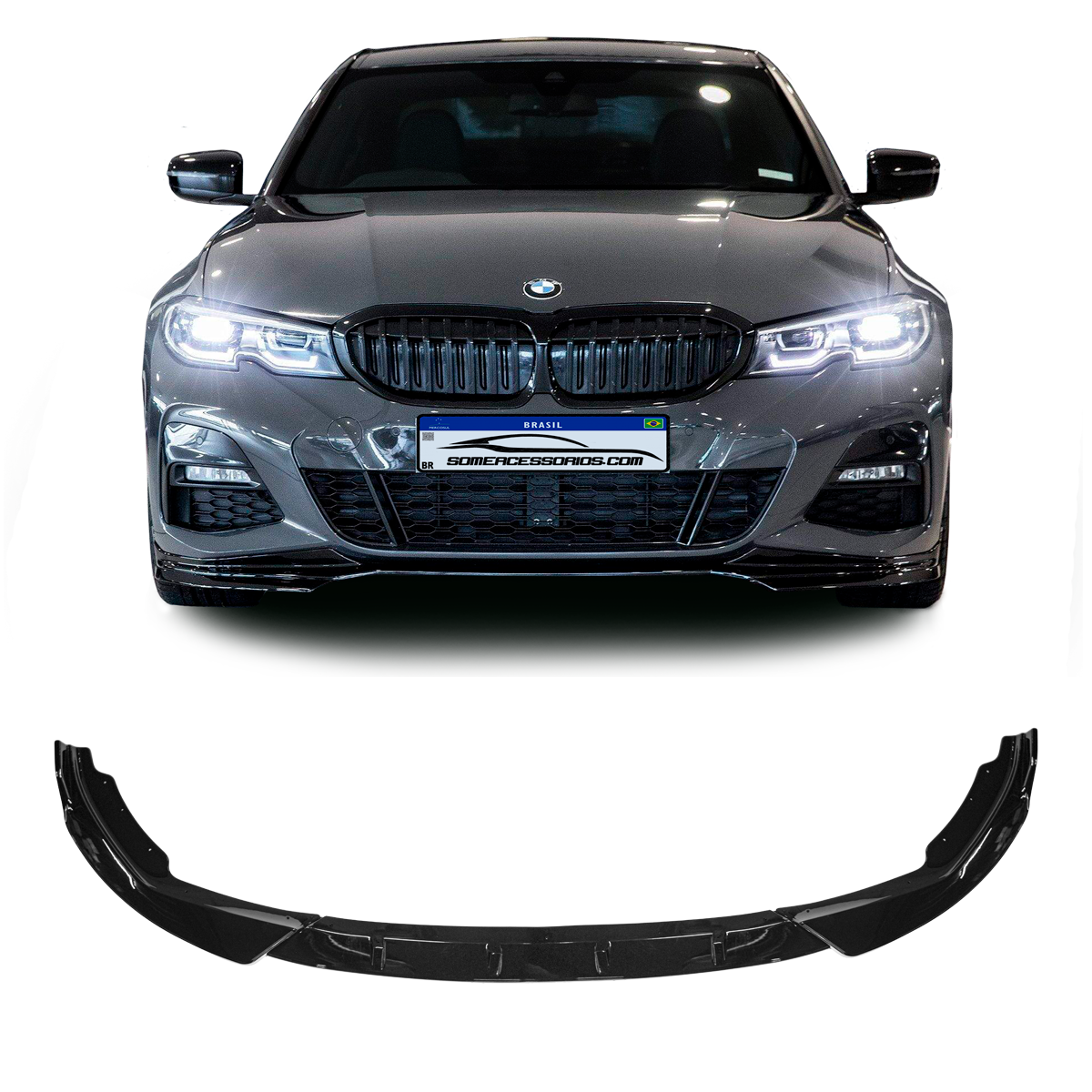 SPOILER DIANTEIRO BMW G20 BLACK PIANO Vo6