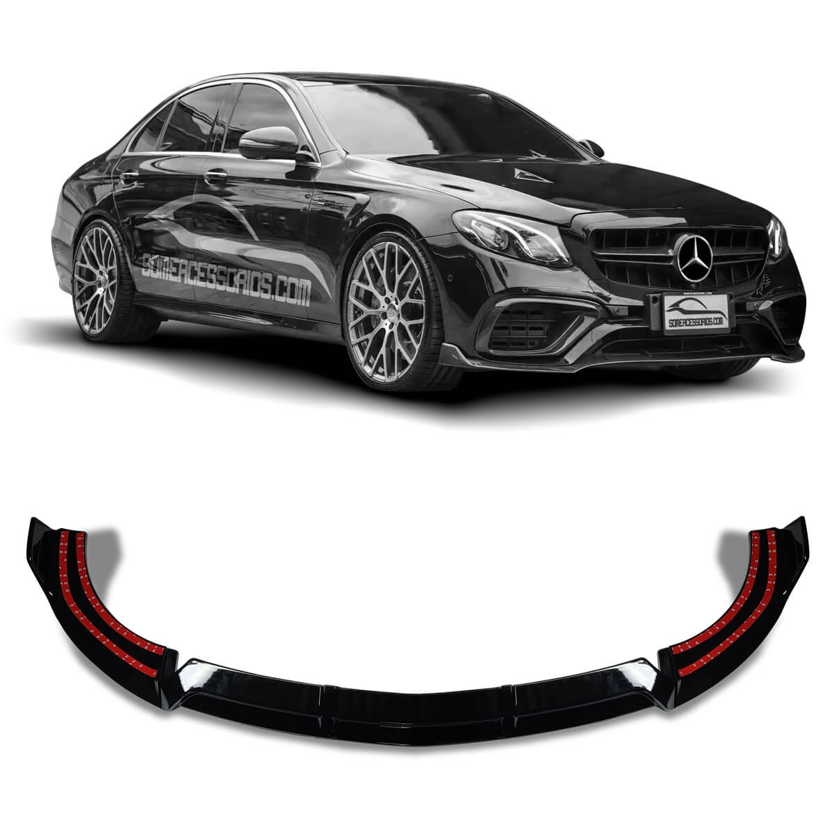 SPOILER DIANTEIRO SPORT MERCEDES CLASSE E W213 BLACK PIANO Vo6