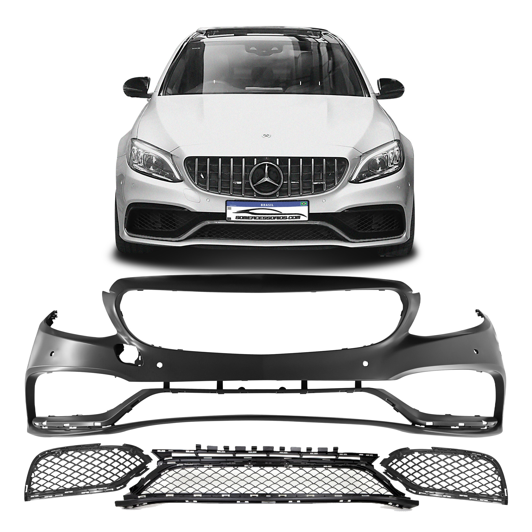 KIT PARA-CHOQUE MERCEDES CLASSE C W205 ESTILO C63 PRIMER Vo6