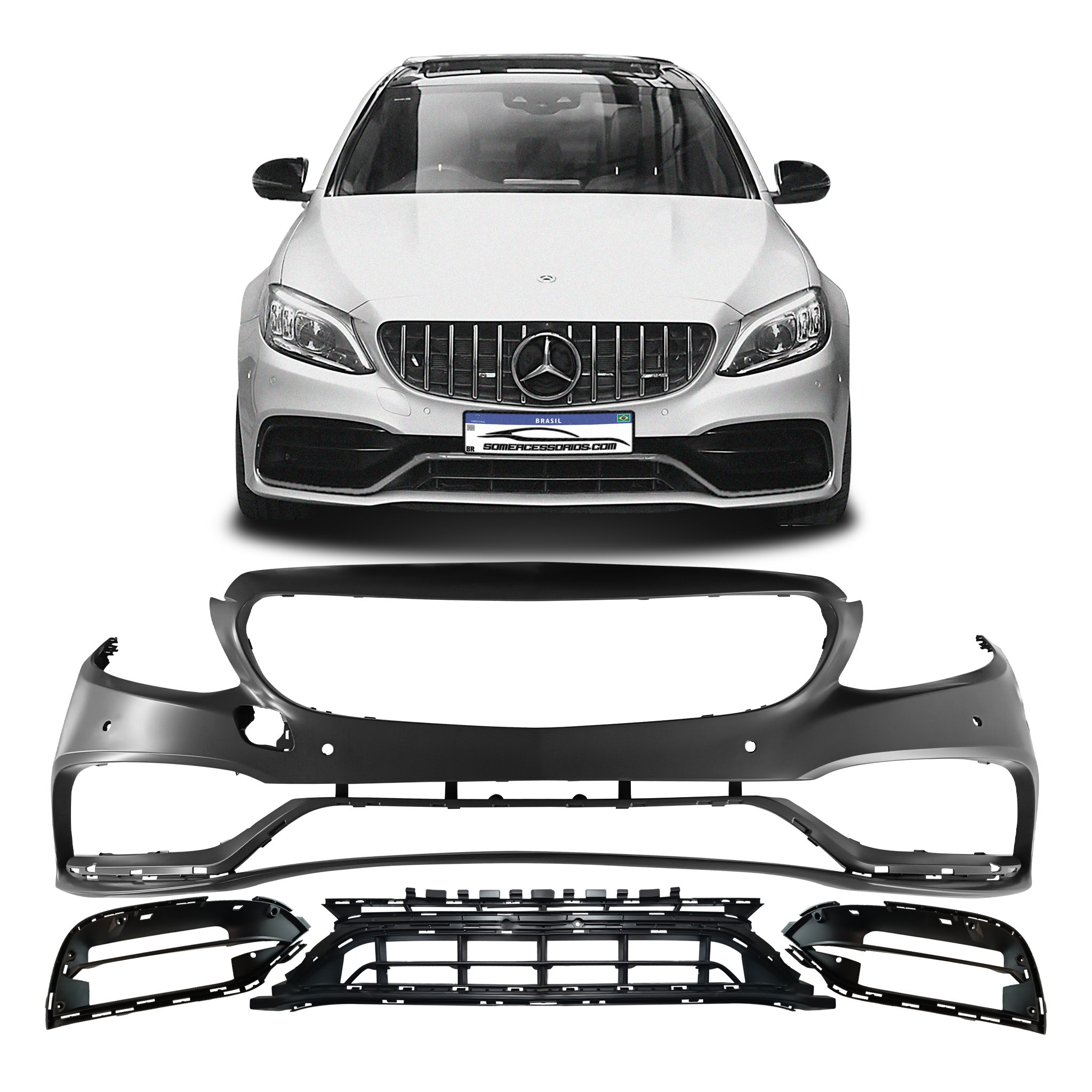 KIT PARA-CHOQUE MERCEDES CLASSE C W205 ESTILO C63 PRIMER Vo6