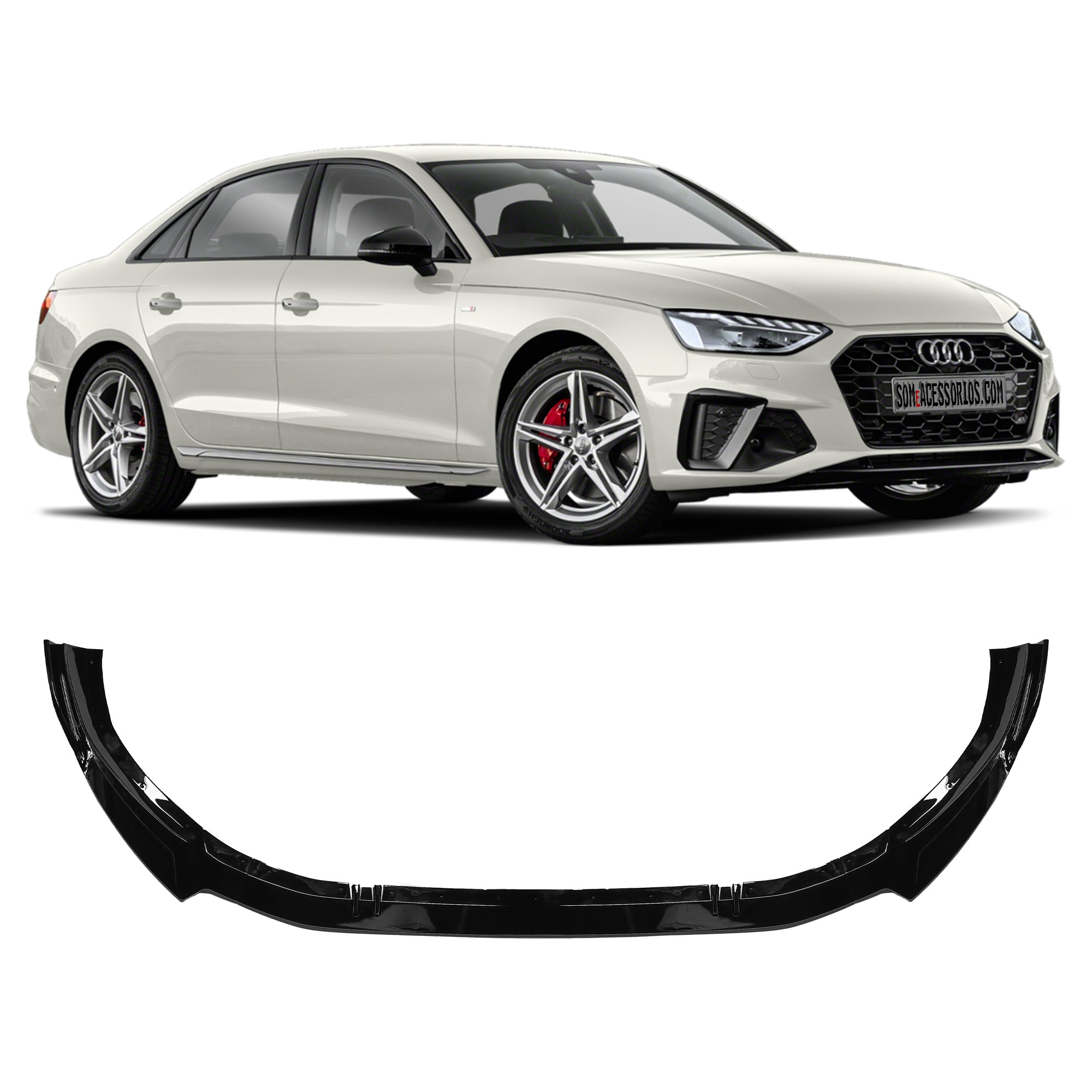 SPOILER DIANTEIRO MODELO RS AUDI A4 BLACK PIANO Vo6