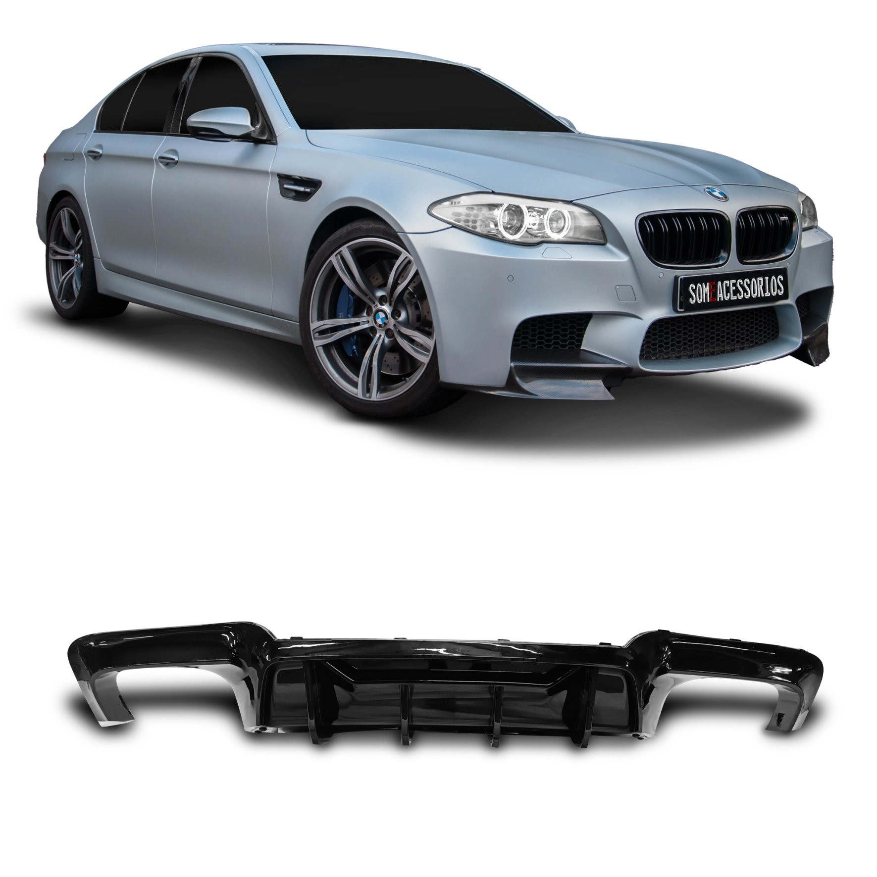 SPOILER DIFUSOR TRASEIRO BMW SÉRIE 5 F10 BLACK PIANO Vo6