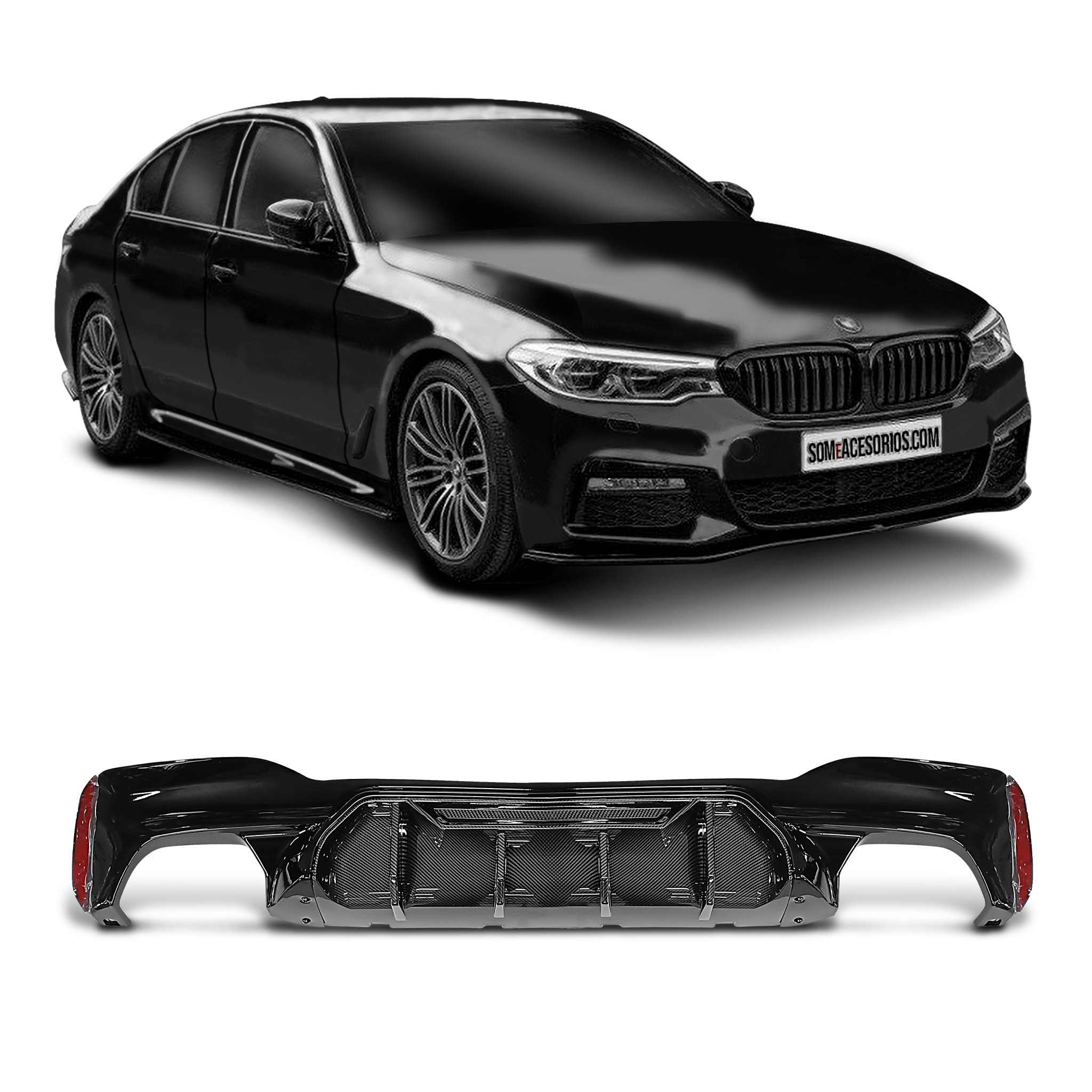 SPOILER DIFUSOR TRASEIRO BMW SÉRIE 5 G30 FIBRA CARBONO Vo6