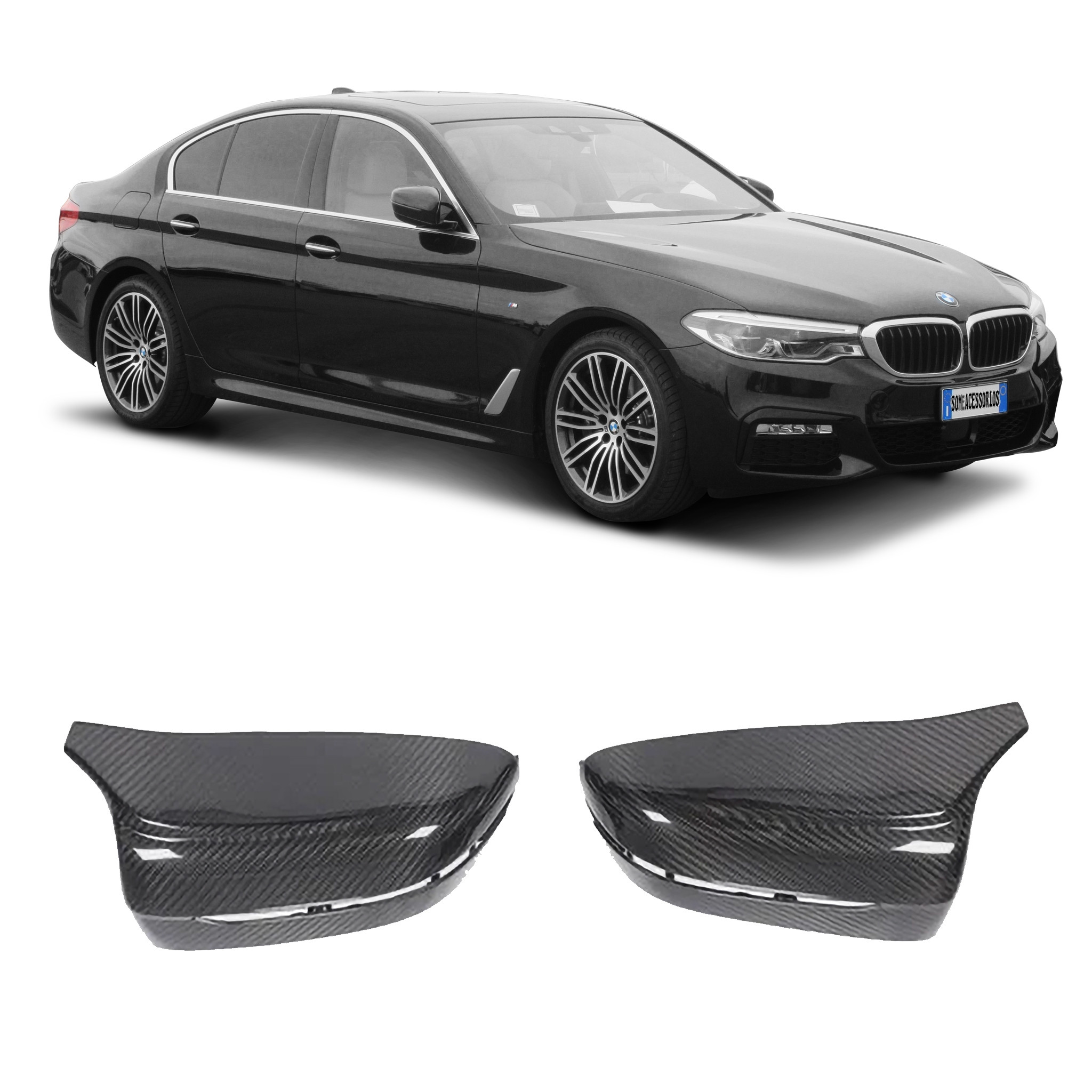 CAPA DE RETROVISOR BMW G30 FIBRA DE CARBONO ACETINADA Vo6