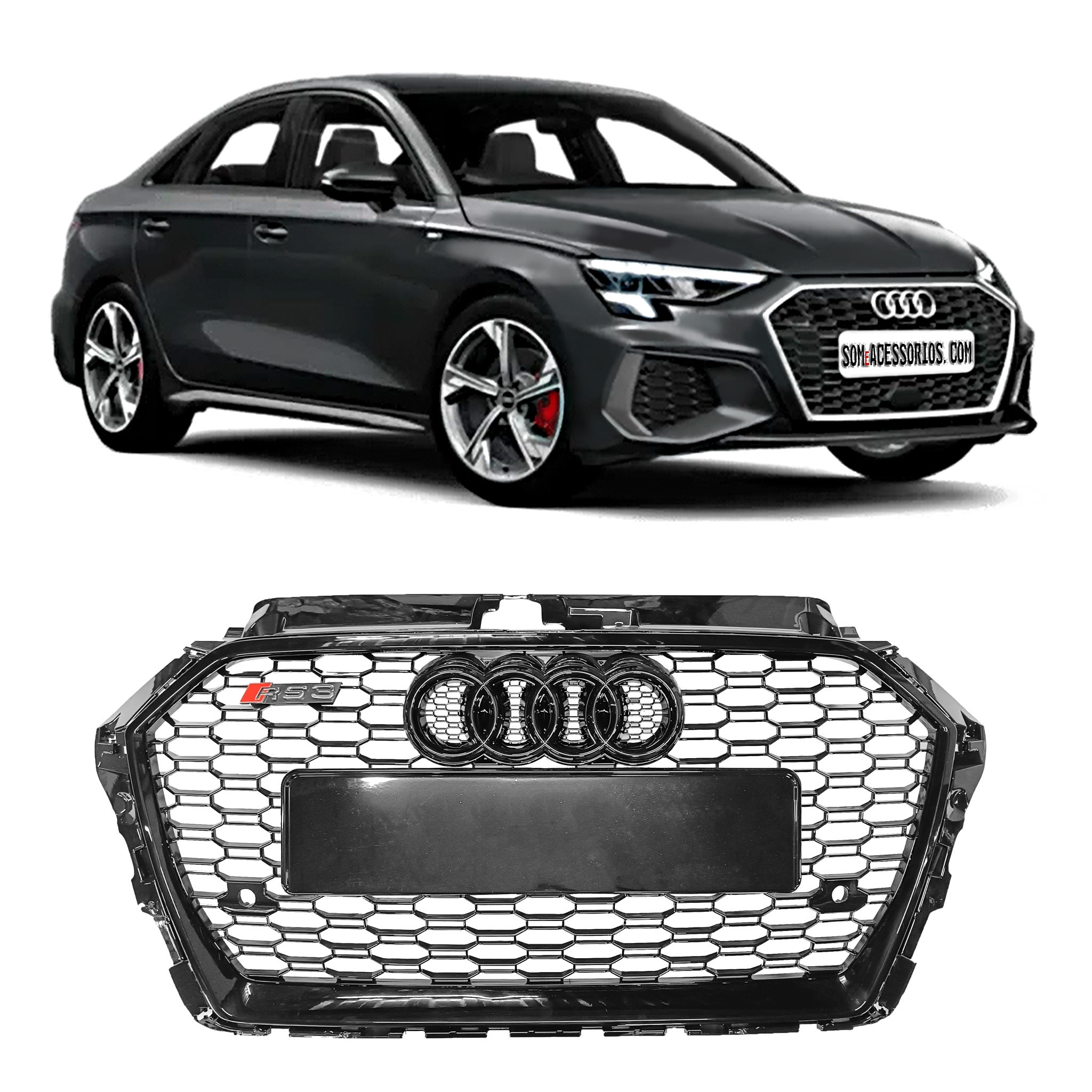 GRADE COLMEIA AUDI A3 MODELO RS3 BLACK PIANO Vo6