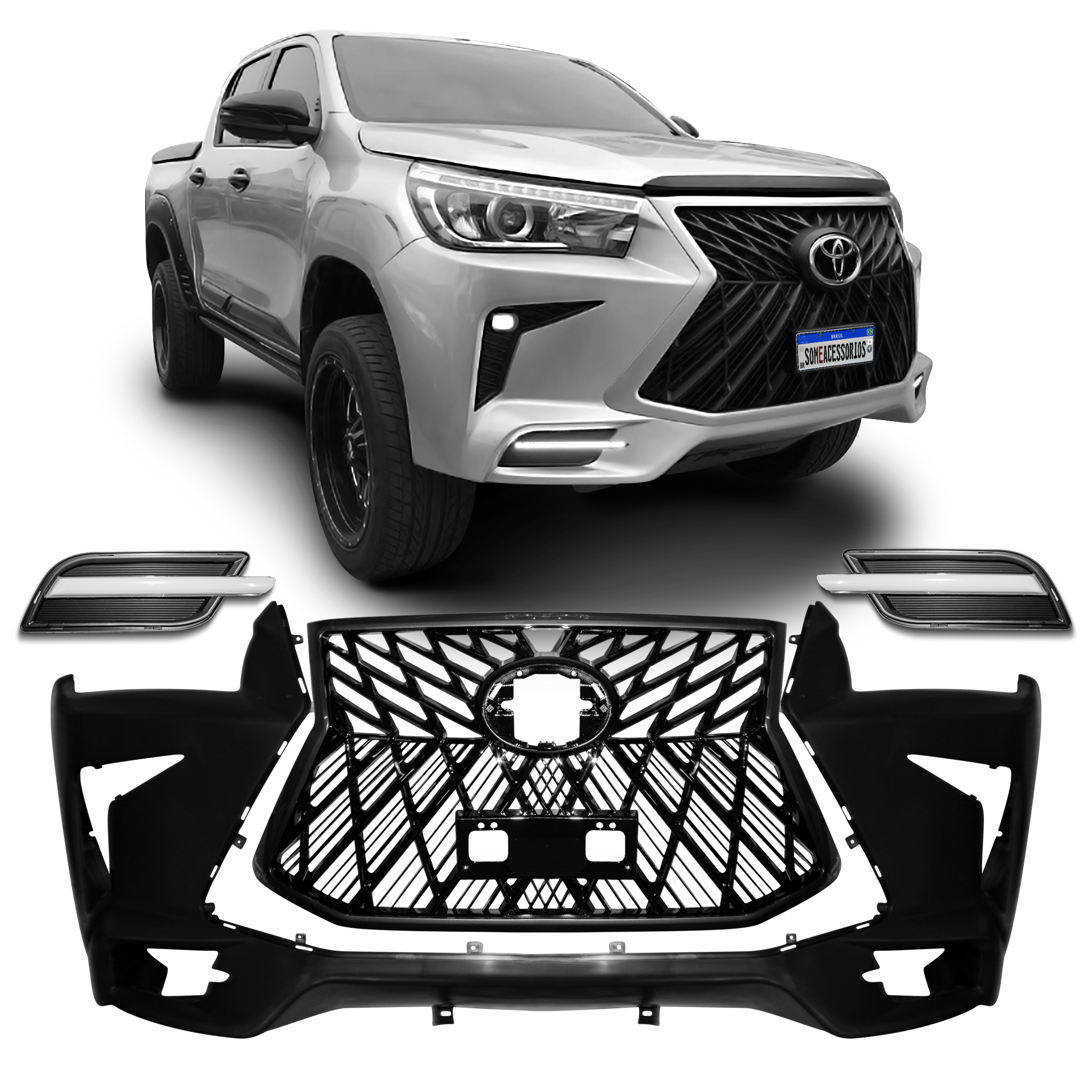 BODY KIT TRANSFORMAÇÃO TOYOTA HILUX ESTILO LEXUS Vo6