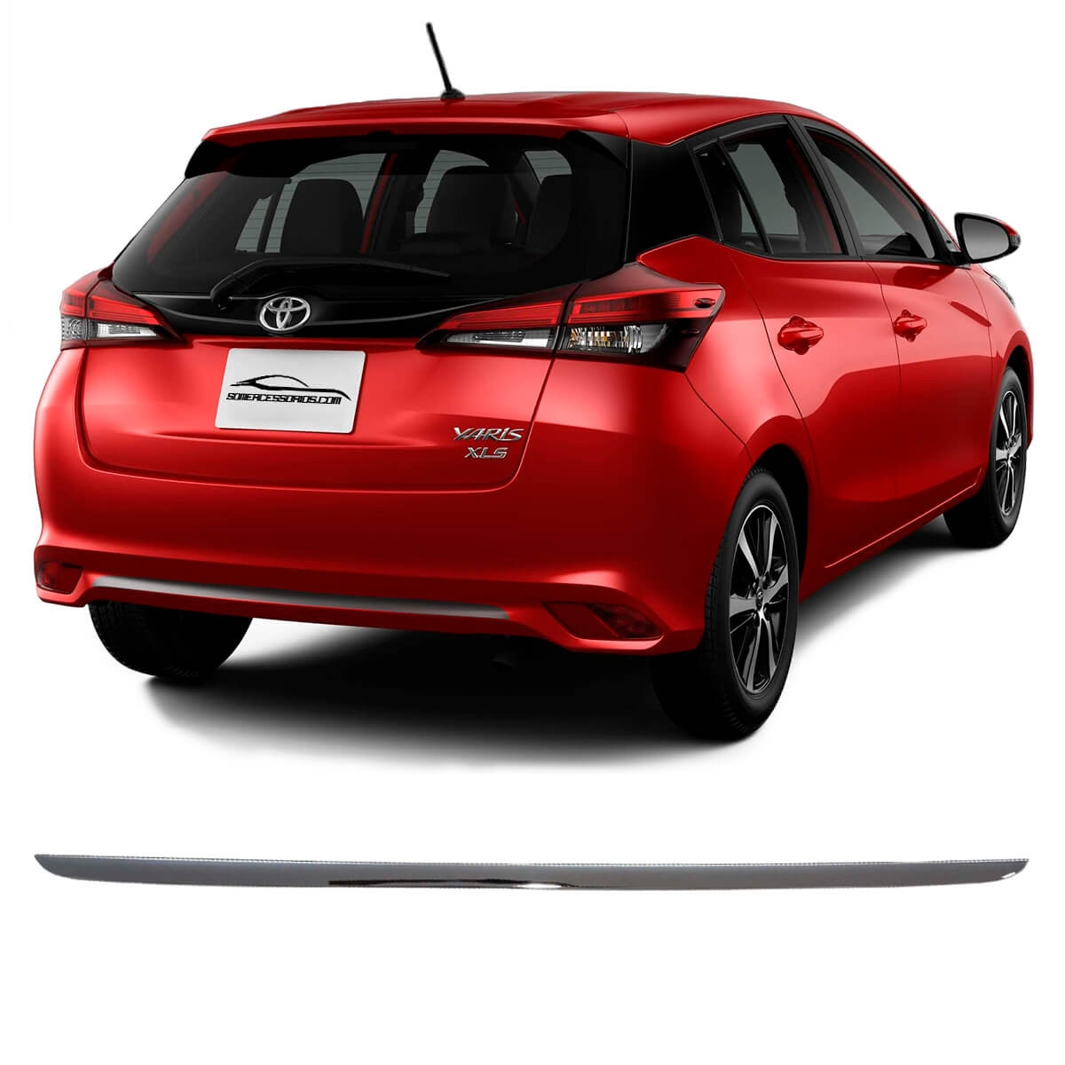 APLIQUE CROMADO PARA-CHOQUE TOYOTA YARIS HATCH TRASEIRO Vo6