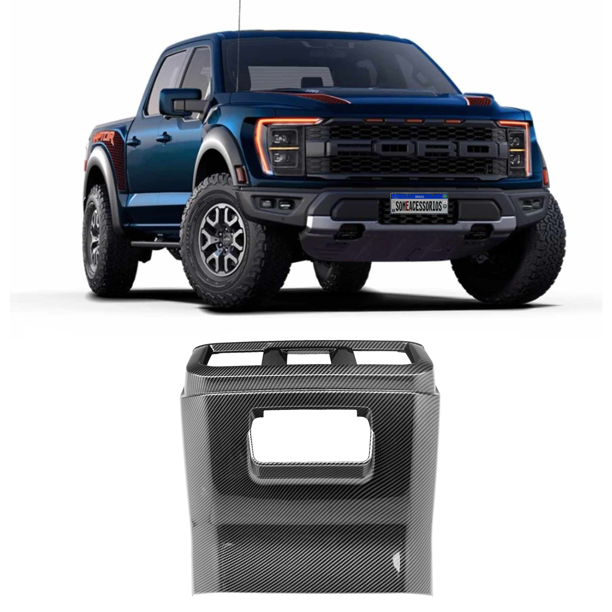 APLIQUE SAIDA AR CONDICIONADO TRASEIRO FORD RANGER F150 FIBRA DE CARBONO Vo6