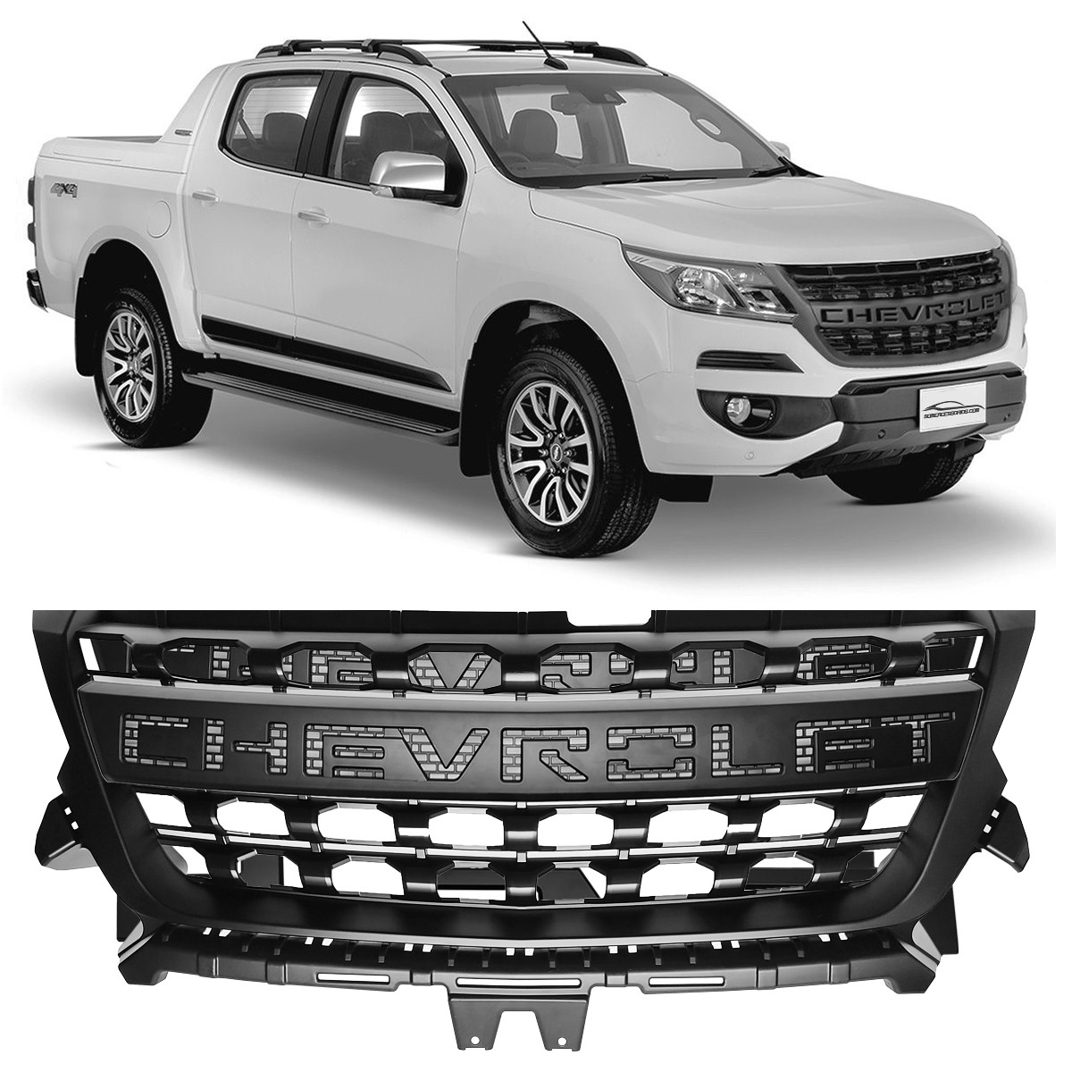 GRADE CHEVROLET S10 COLORADO PRETO FOSCO C/ SUPORTE EMBLEMA Vo6