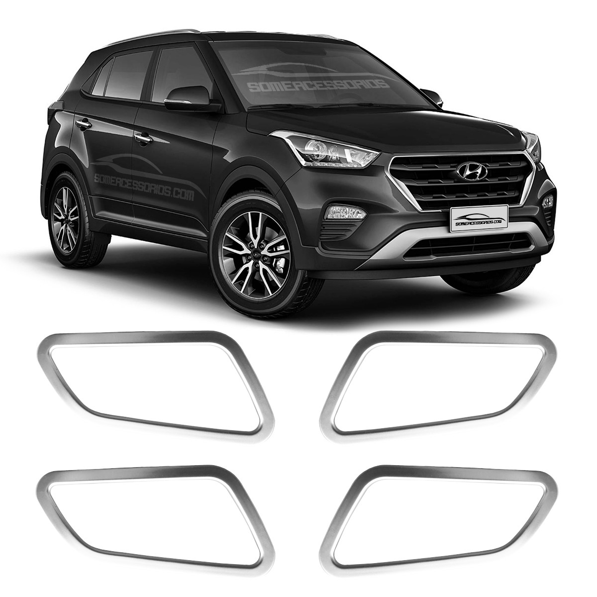 MOLDURA APLIQUE MAÇANETA INTERNA PRATA HYUNDAI CRETA Vo6