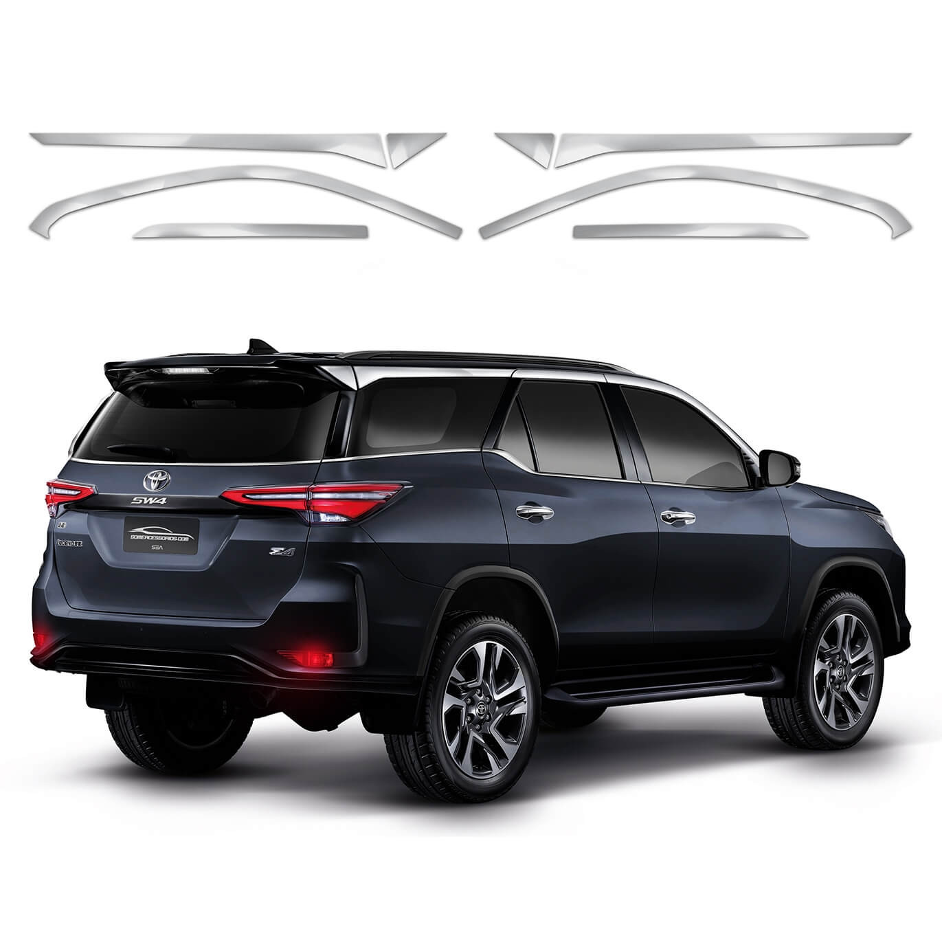 MOLDURA PESTANA SUPERIOR TOYOTA SW4 CROMADA APLIQUE CROMADO Vo6