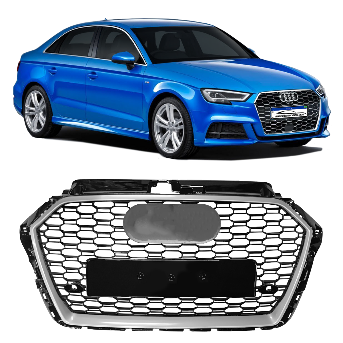 GRADE AUDI A3 COLMEIA MODELO RS3 PRATA Vo6