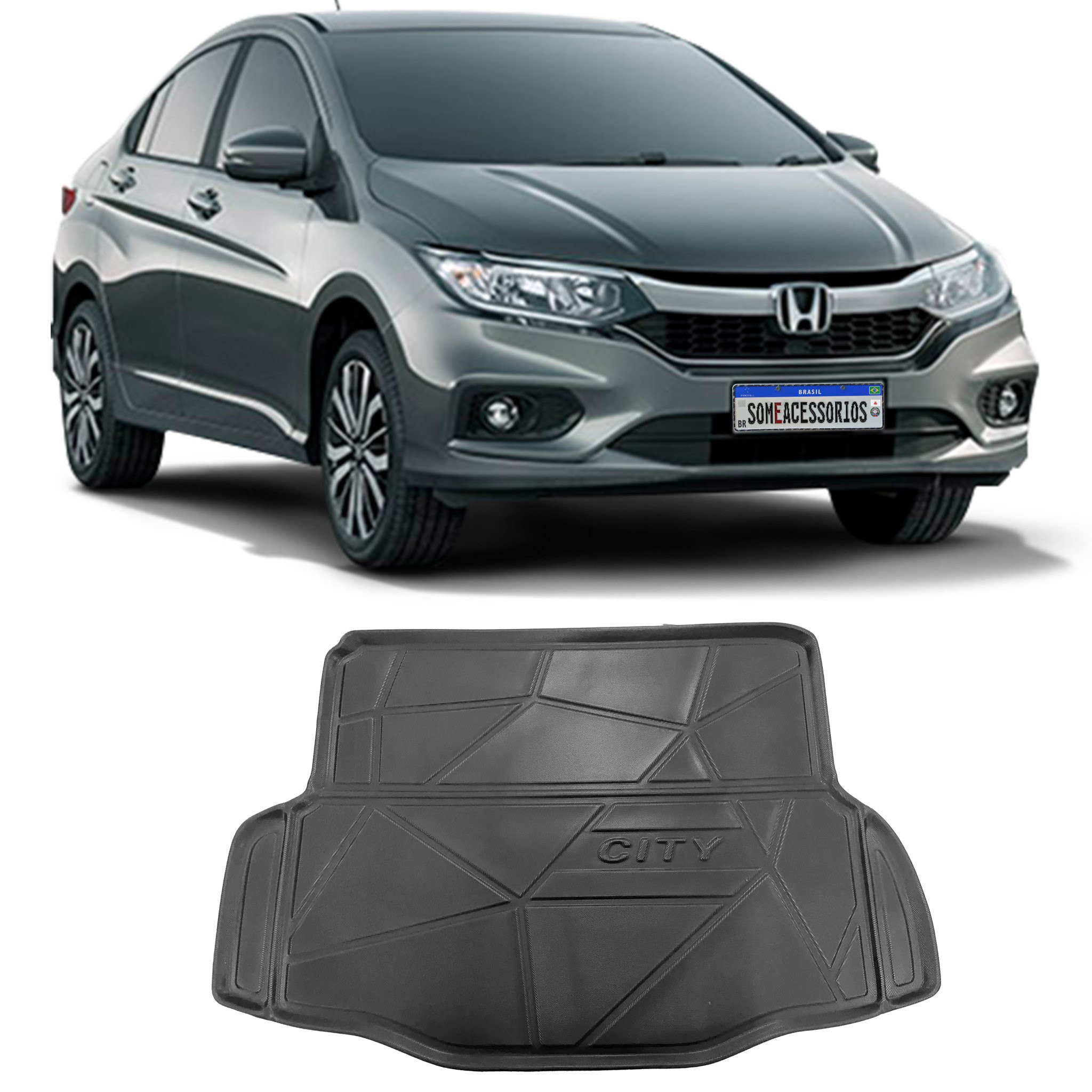 TAPETE BANDEJA PROTETOR PORTA MALAS HONDA CITY PRETO Vo6 
