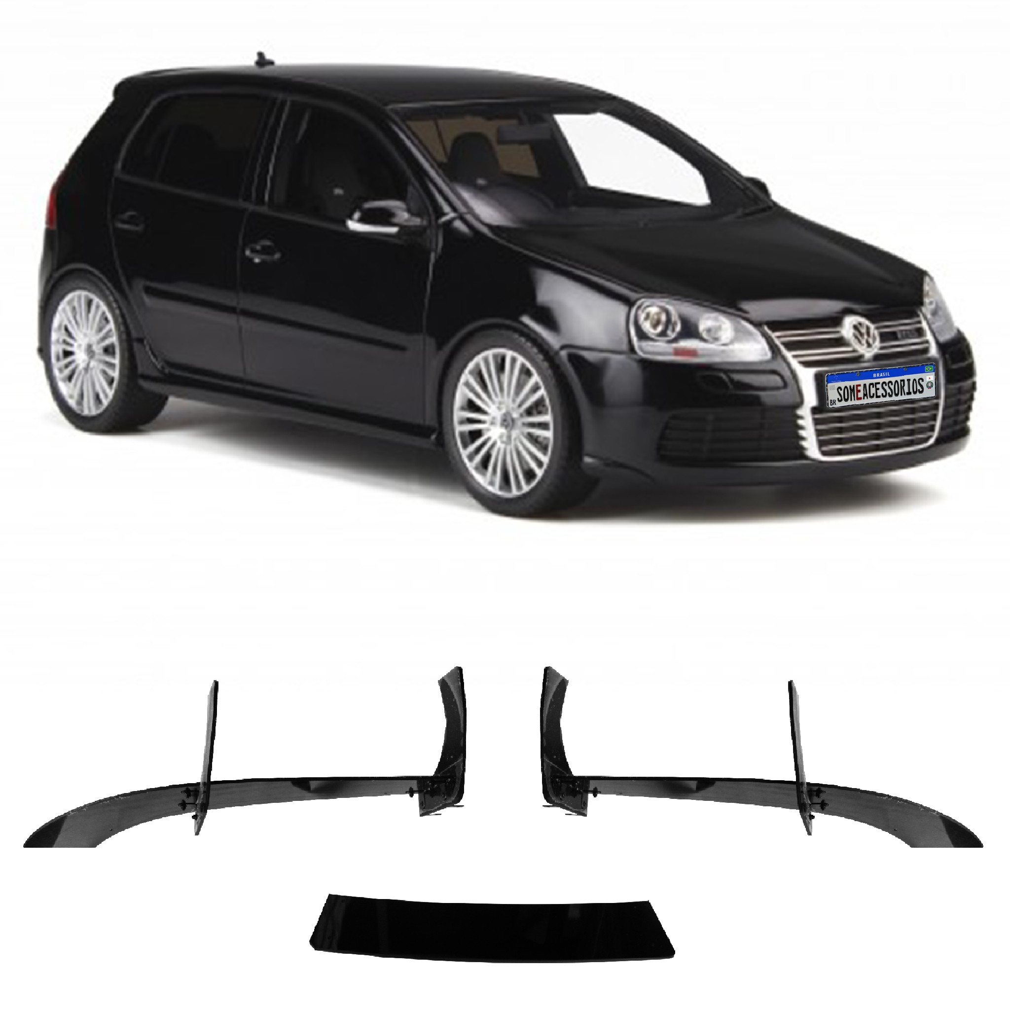 DIFUSOR TRASEIRO VW GOLF 5 R32 BLACK PIANO Vo6 