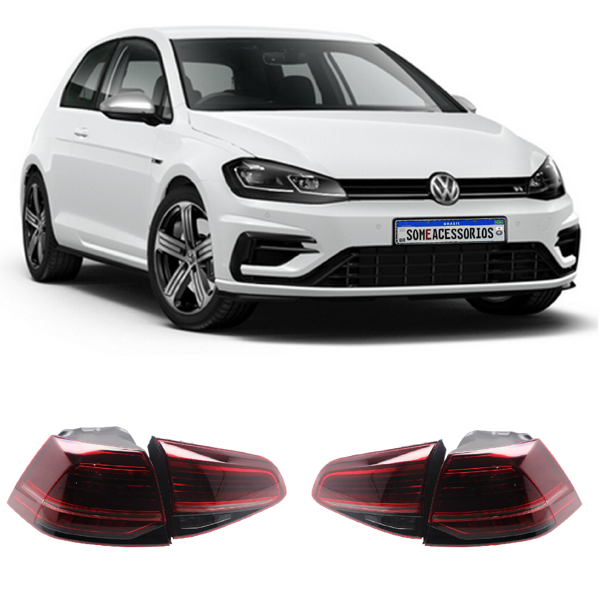 PAR DE LANTERNA TRASEIRA VW GOLF 7.5 VERMELHA Vo6 