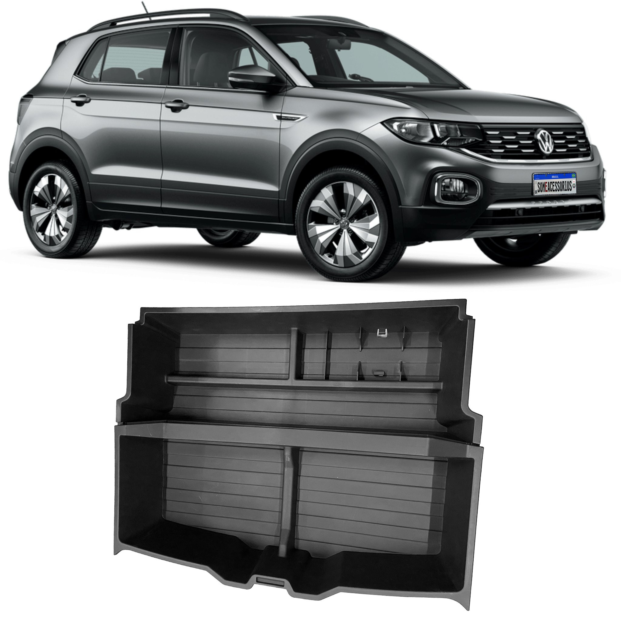 CAIXA ORGANIZADORA PORTA MALAS VW TCROSS PRETO Vo6