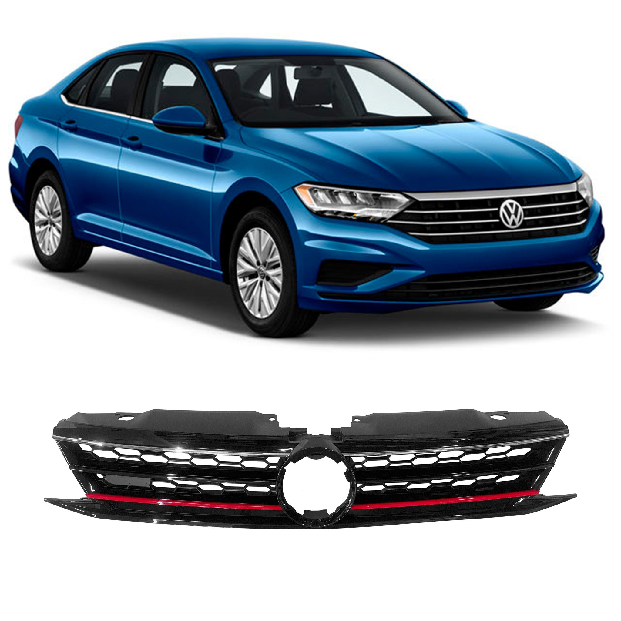 GRADE DIANTEIRA VW JETTA GLI PRETA COM VERMELHA Vo6