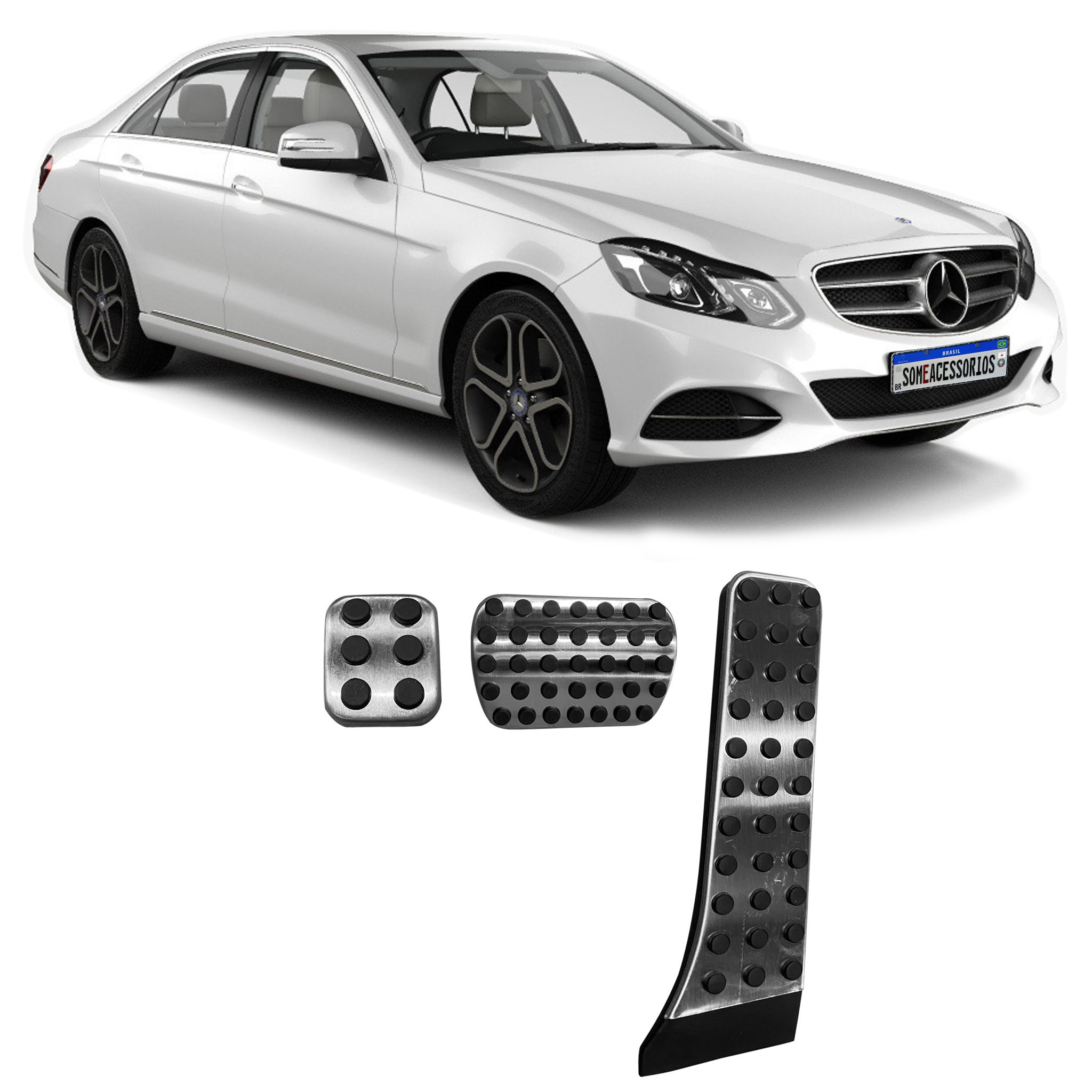 JOGO DE PEDALEIRA MERCEDES BENZ ALUMINIO E BORRACHA Vo6