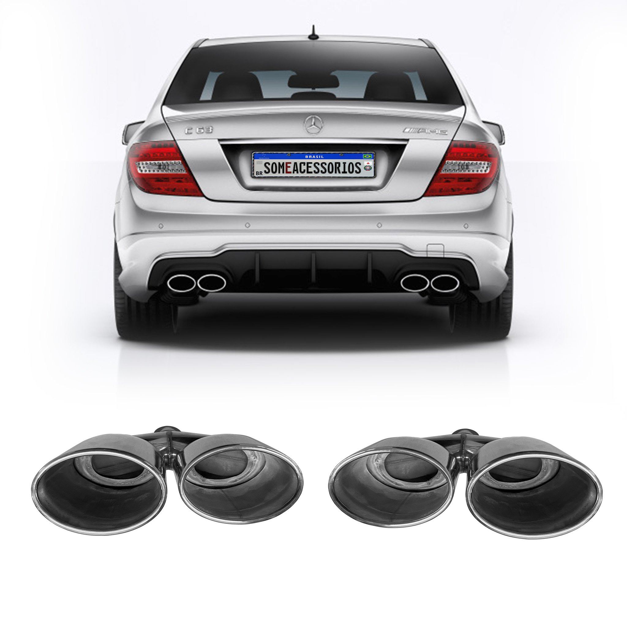 PONTEIRAS DE ESCAPAMENTO MERCEDES W204 C63 AÇO INOXI VO6