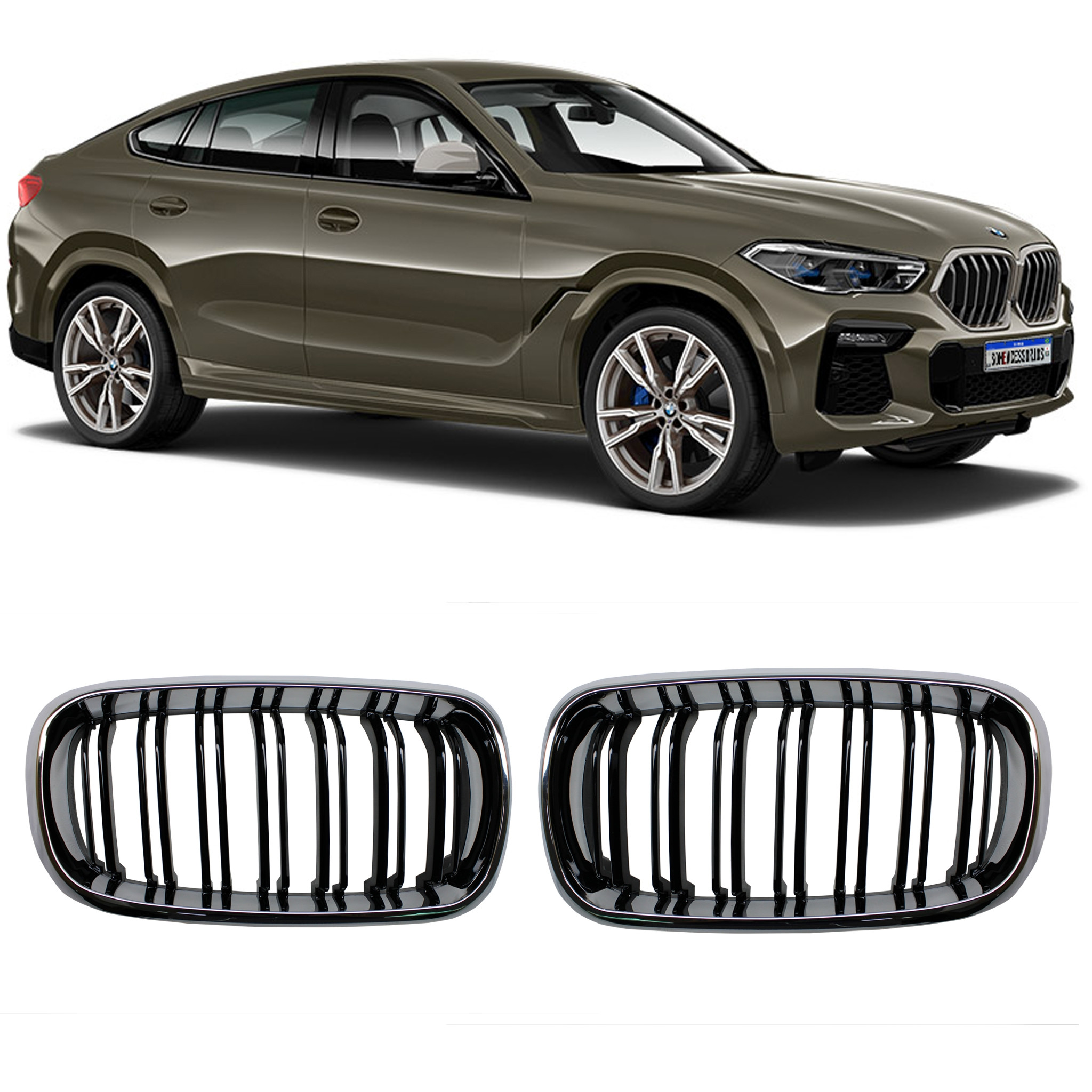 GRADE DIANTEIRA BMW SERIE X5 E X6 F15 DOUBLE SLAT Vo6 