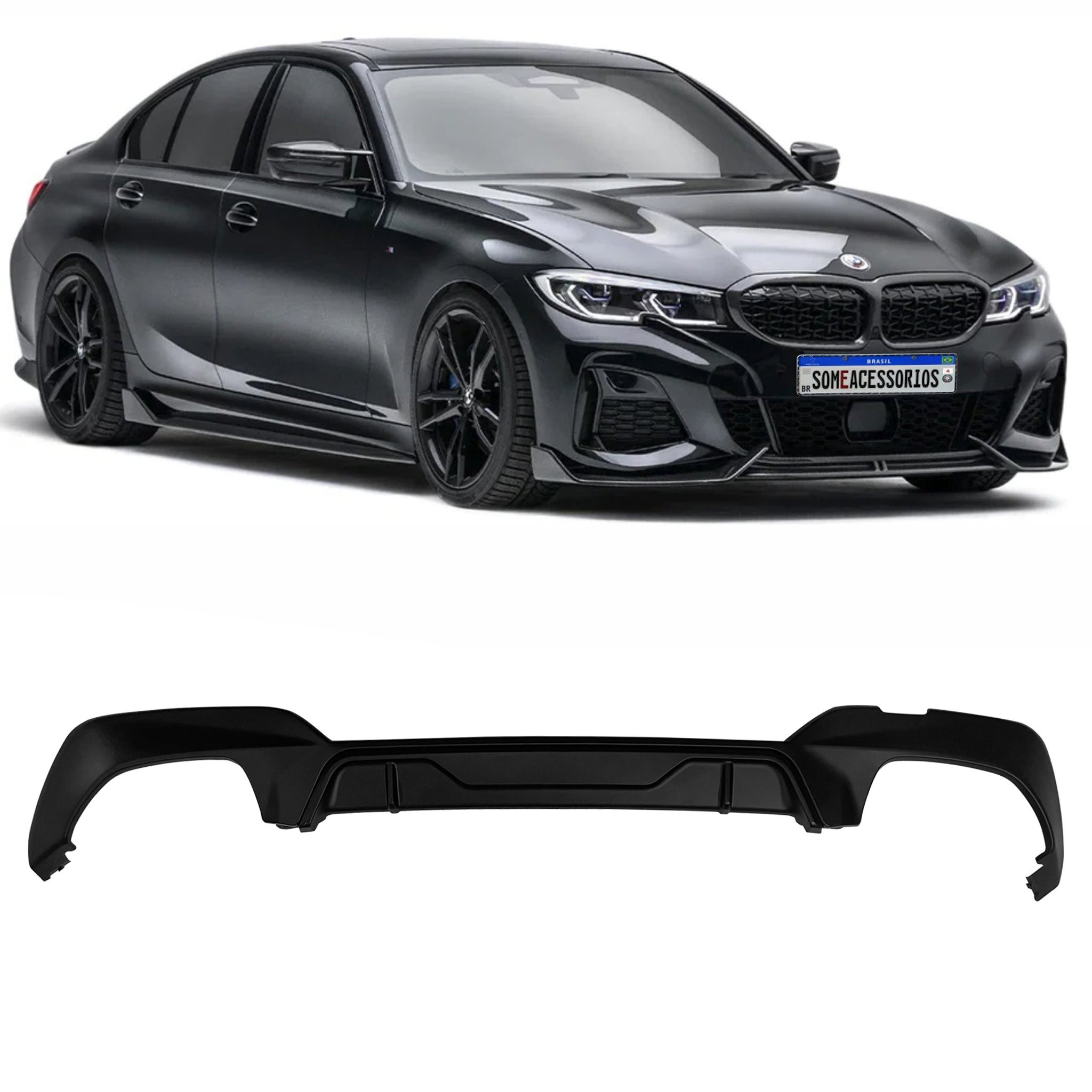 DIFUSOR TRASEIRO BMW G20 340I Preto Acetinado Vo6
