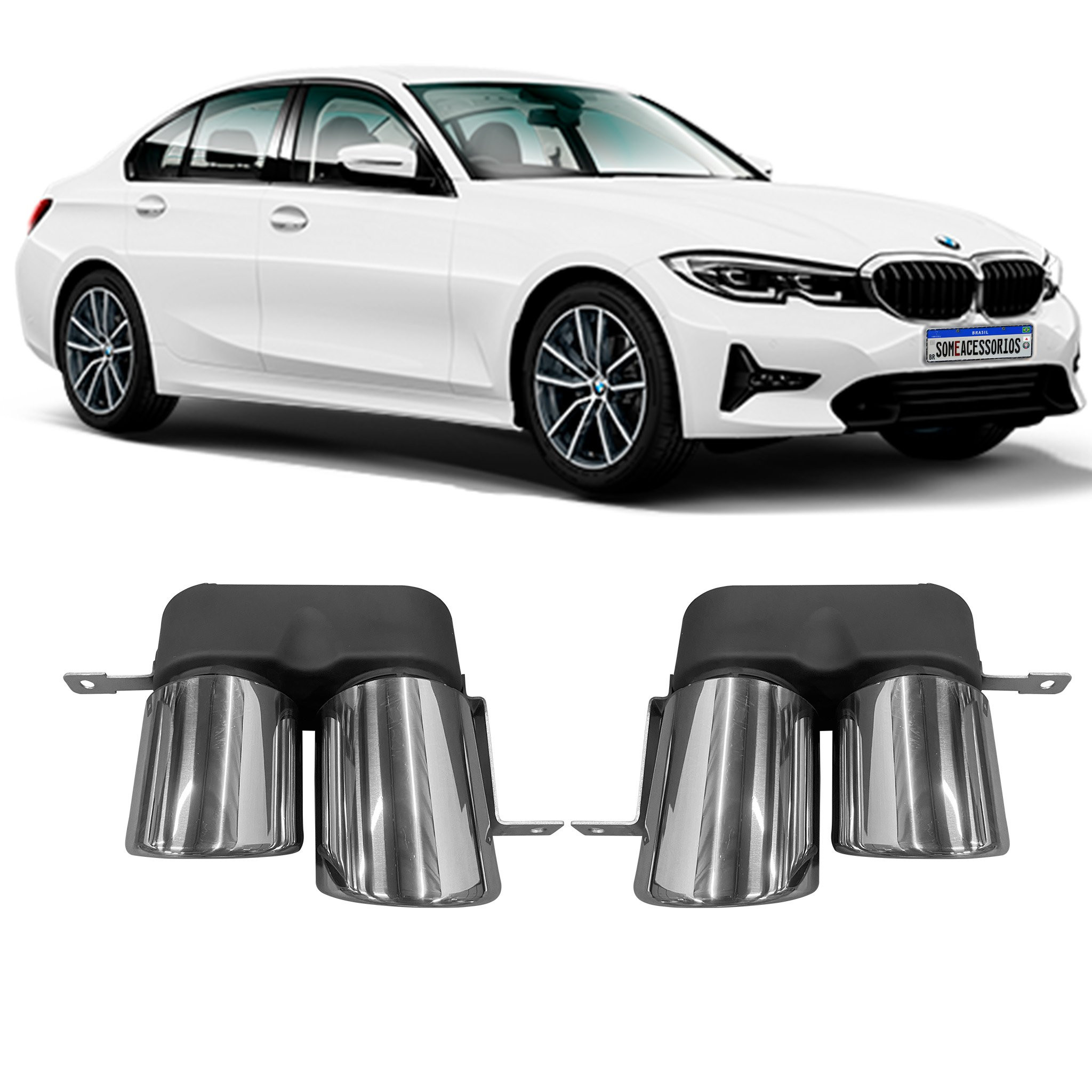 PAR DE PONTEIRA DUPLA BMW G20 M-TECH PRATA VO6