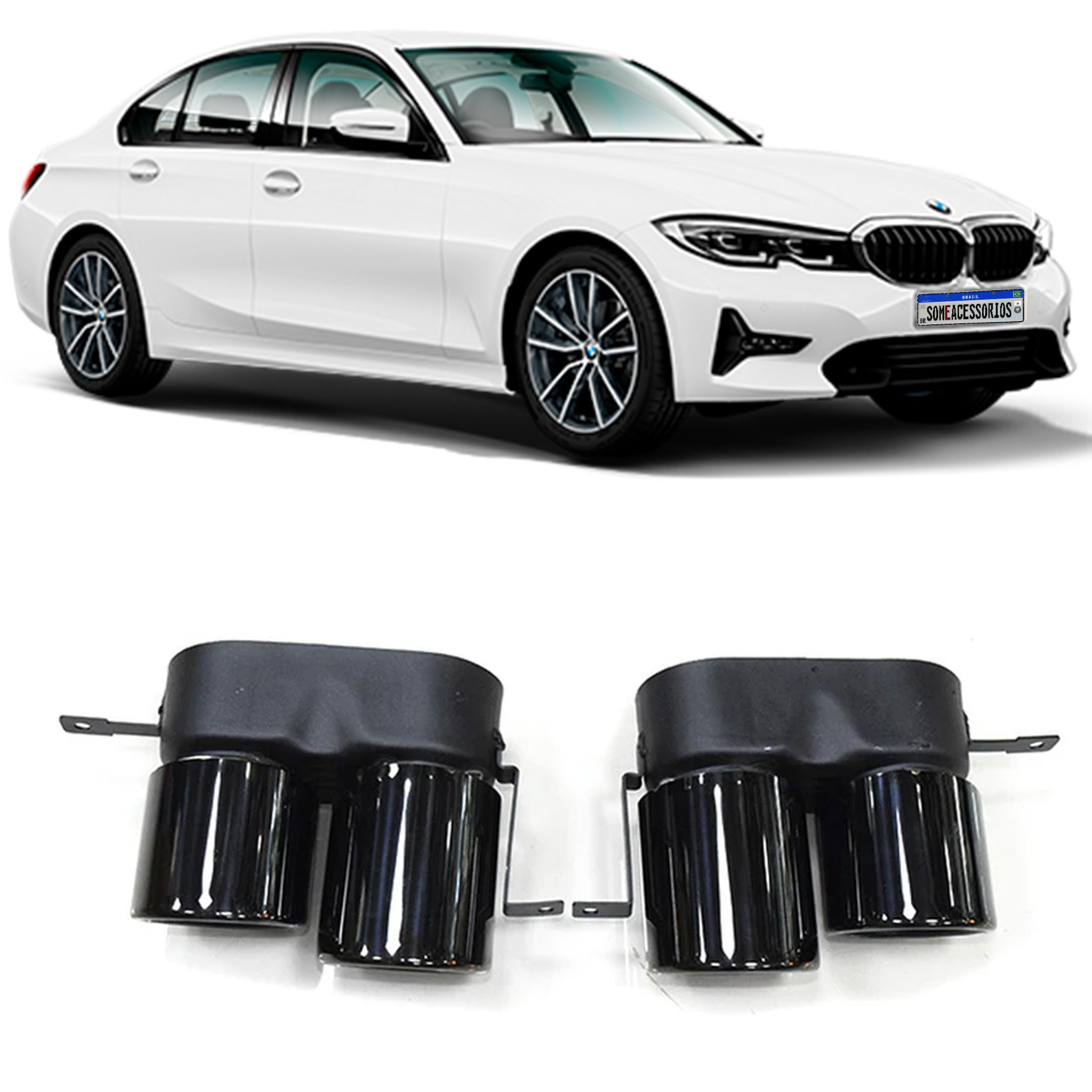 PAR DE PONTEIRA DUPLA BMW G20 M-TECH BLACK VO6