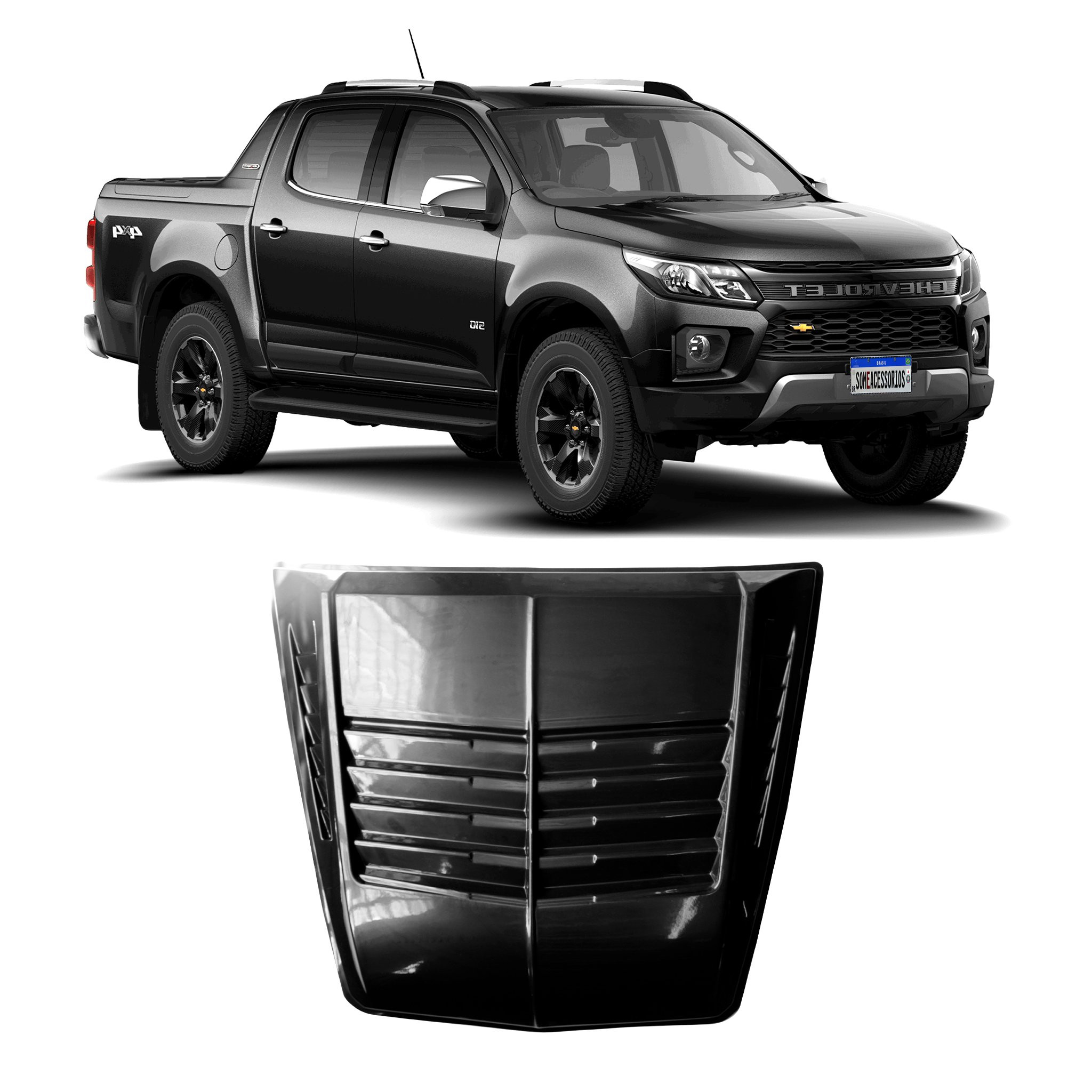 APLIQUE SCOOP CAPO CHEVROLET S10 COLORADO BLACK PIANO Vo6