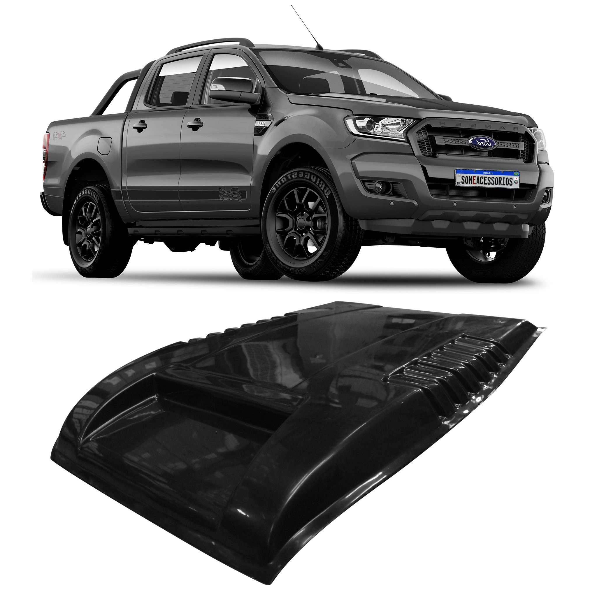 APLIQUE SCOOP CAPO FORD RANGER T7 ENTRADA DE AR DECORATIVA