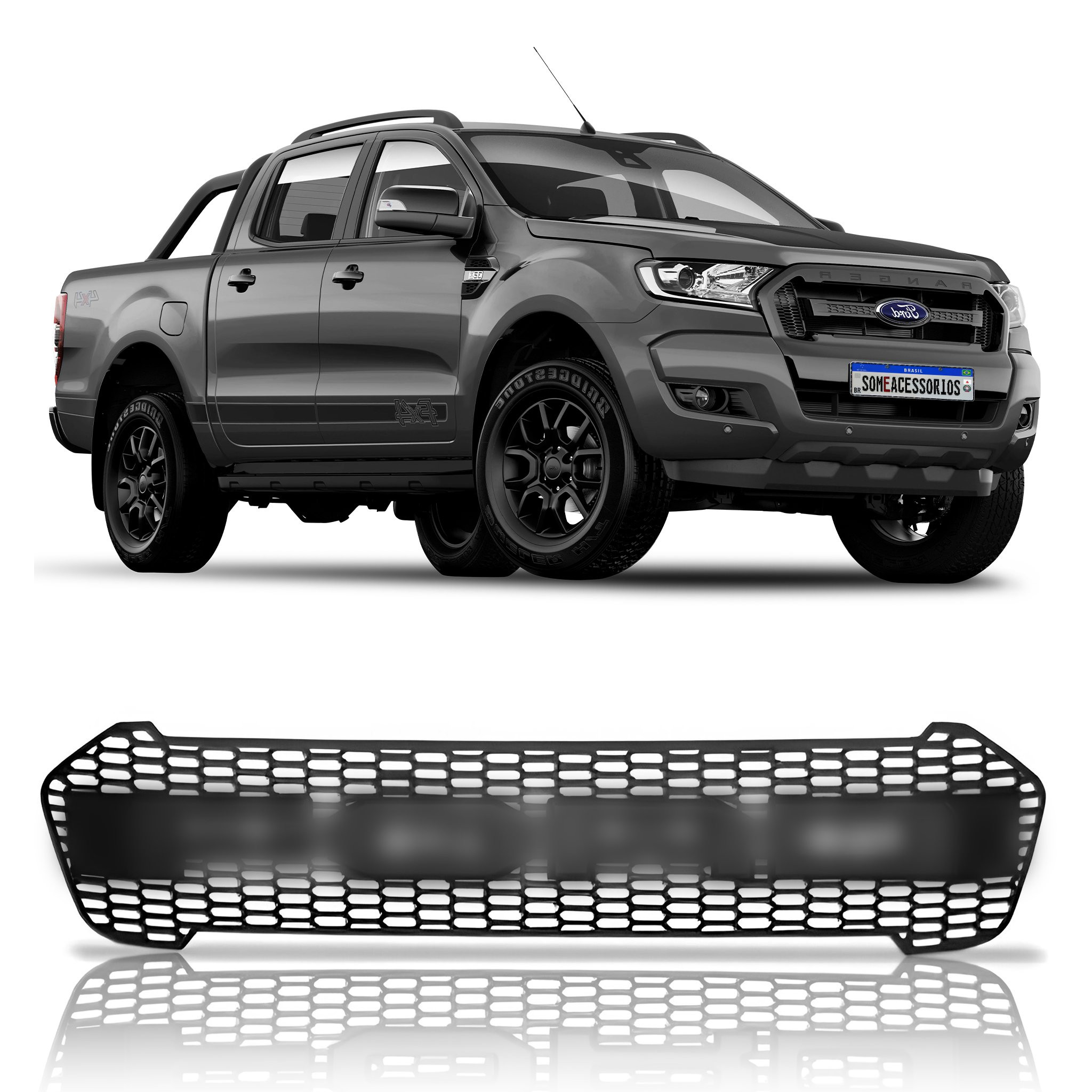 GRADE FRONTAL FORD RANGER ABS PRETO FOSCO MODELO RAPTOR Vo6