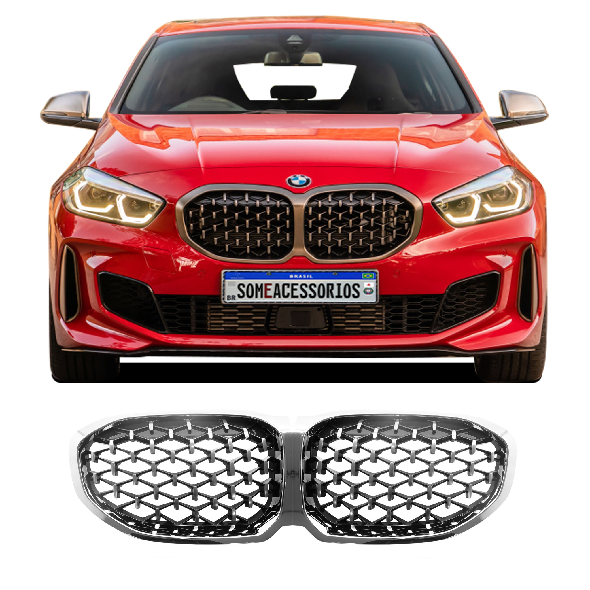 GRADE BMW SÉRIE 1 F40  METEOR DIAMOND CROMADA Vo6