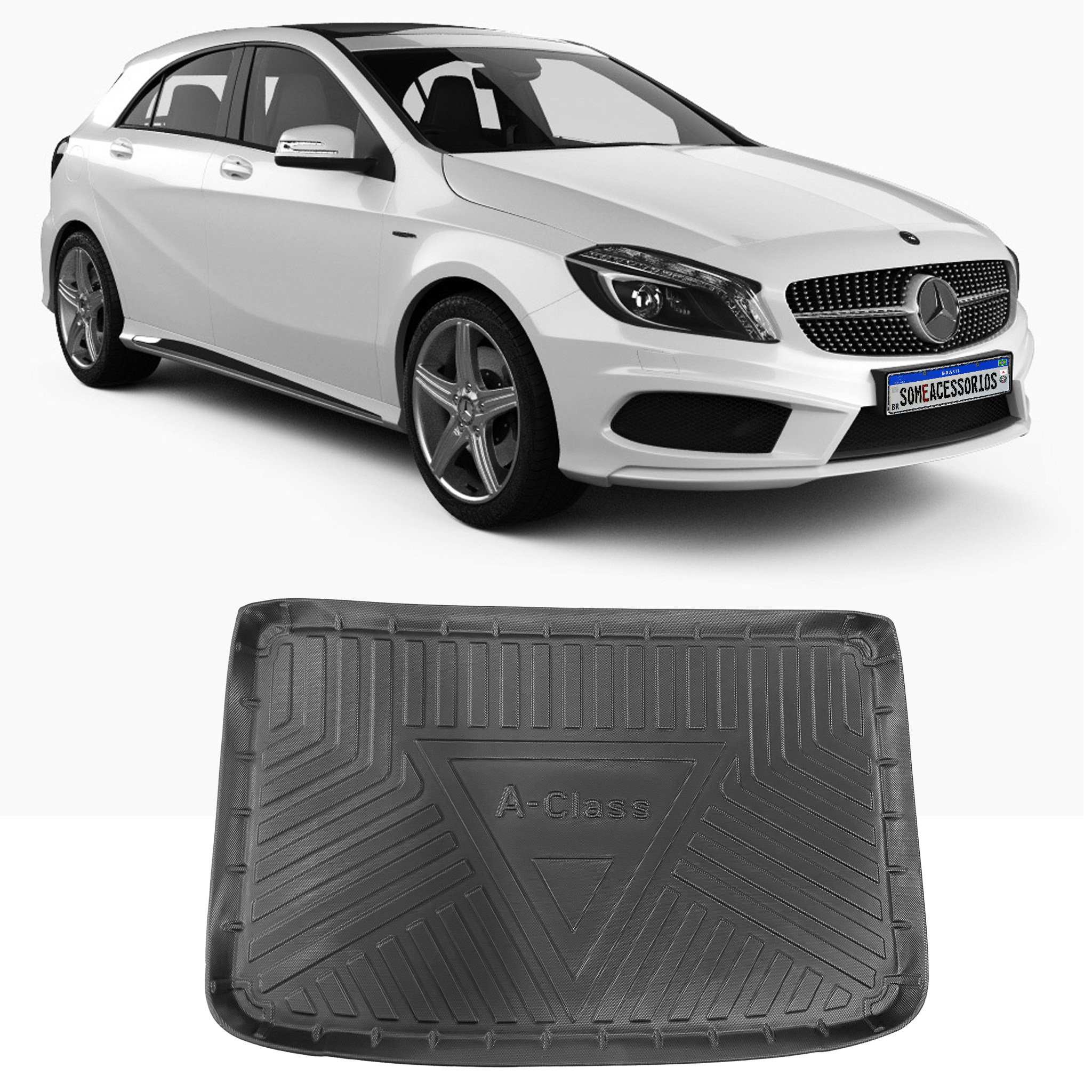 TAPETE BANDEJA PORTA-MALAS MERCEDES BENZ CLASSE A HATCHBACK PRETO Vo6 