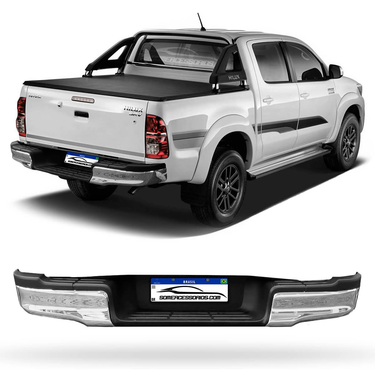 PARACHOQUE TRASEIRO TOYOTA HILUX 2016 A 2020 CROMADO Vo6