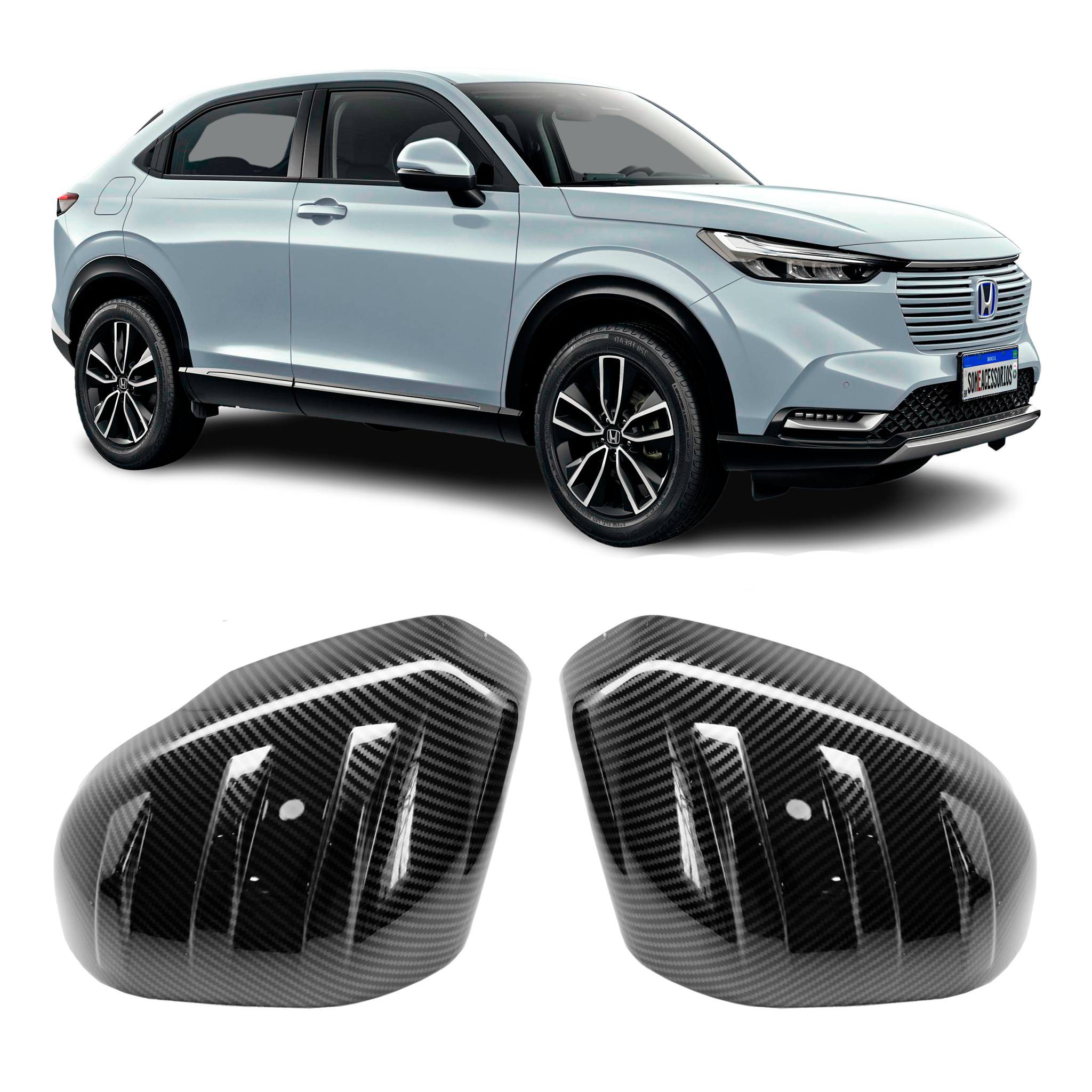 APLIQUE RETROVISOR HONDA HR-V FIBRA CARBONO Vo6