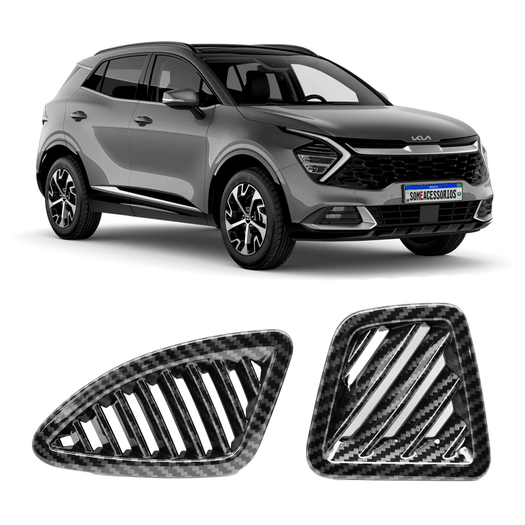 APLIQUE SAIDA AR CONDICIONADO KIA SPORTAGE FIBRA CARBONO Vo6