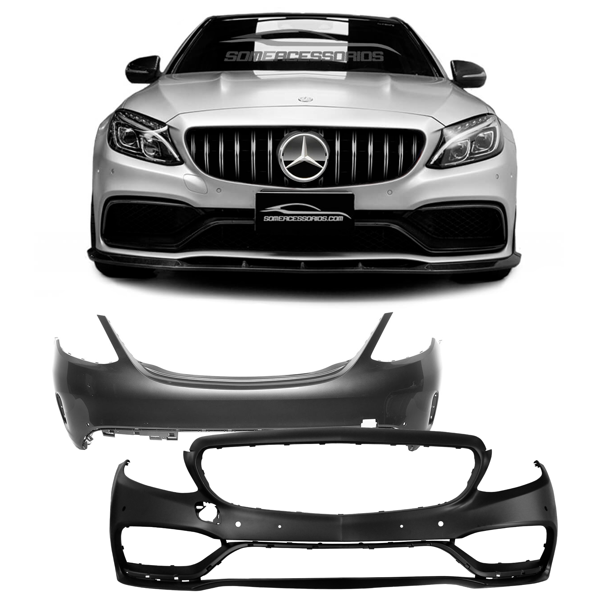 BODY KIT COMPLETO MERCEDES CLASSE C W205 C63 AMG TRANSFORMAÇÃO Vo6