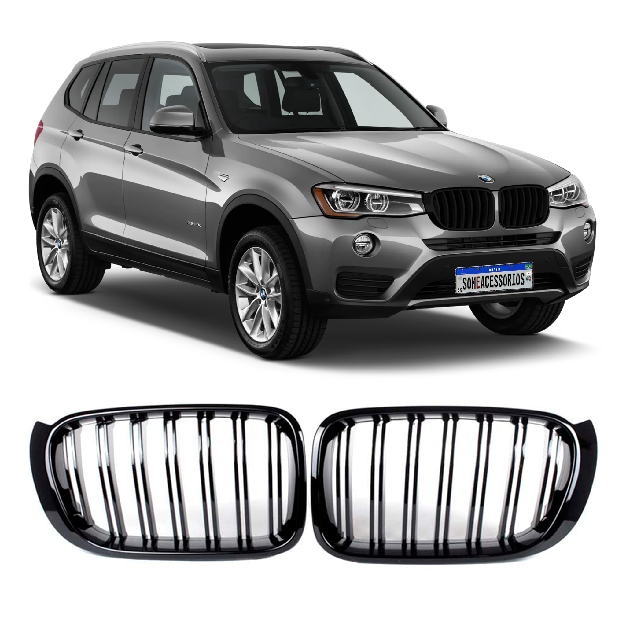 GRADE BMW X3 X4 F25 F26 DOUBLE SLAT BLACK PIANO Vo6