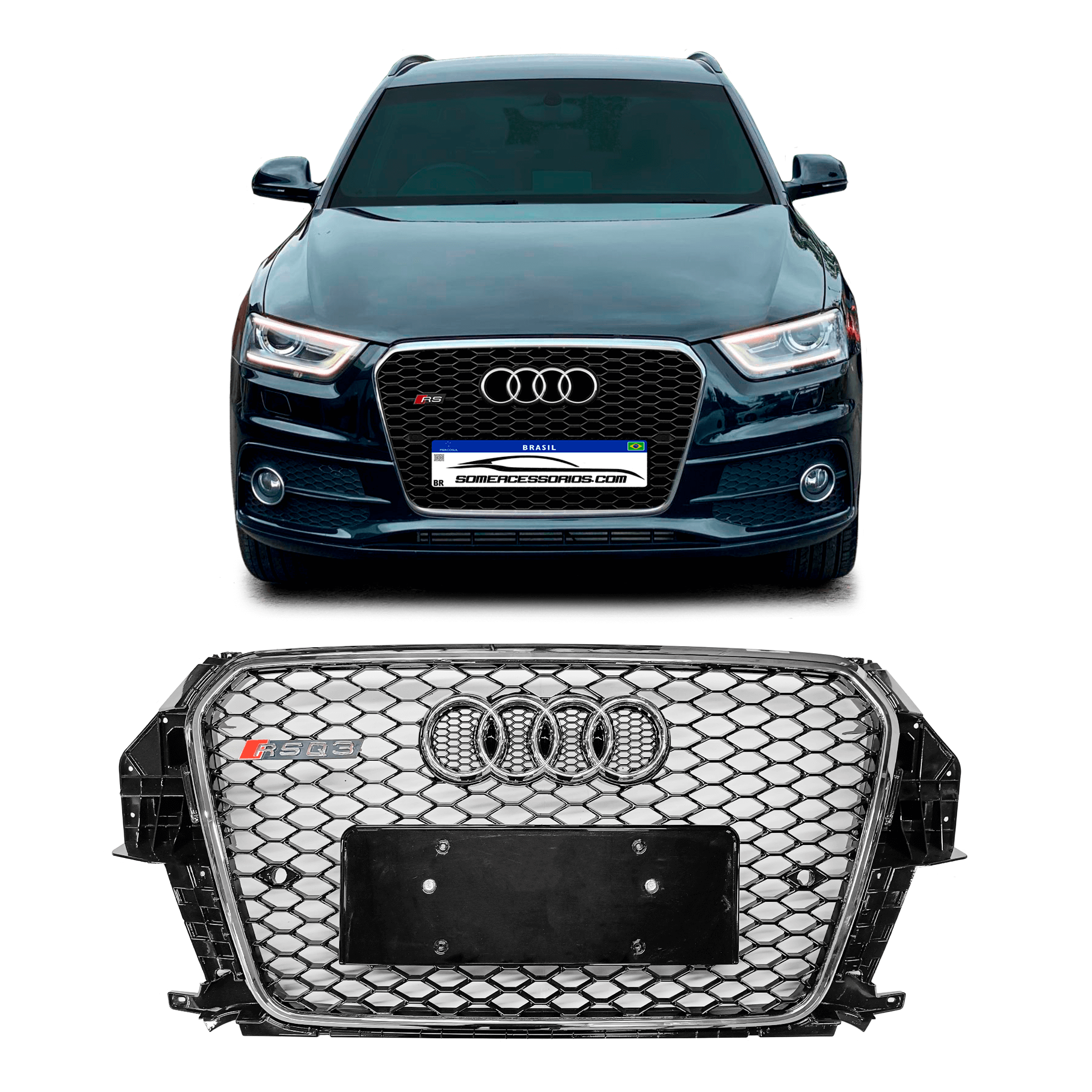 GRADE MODELO AUDI Q3 COLMEIA RSQ3 CROMADA Vo6